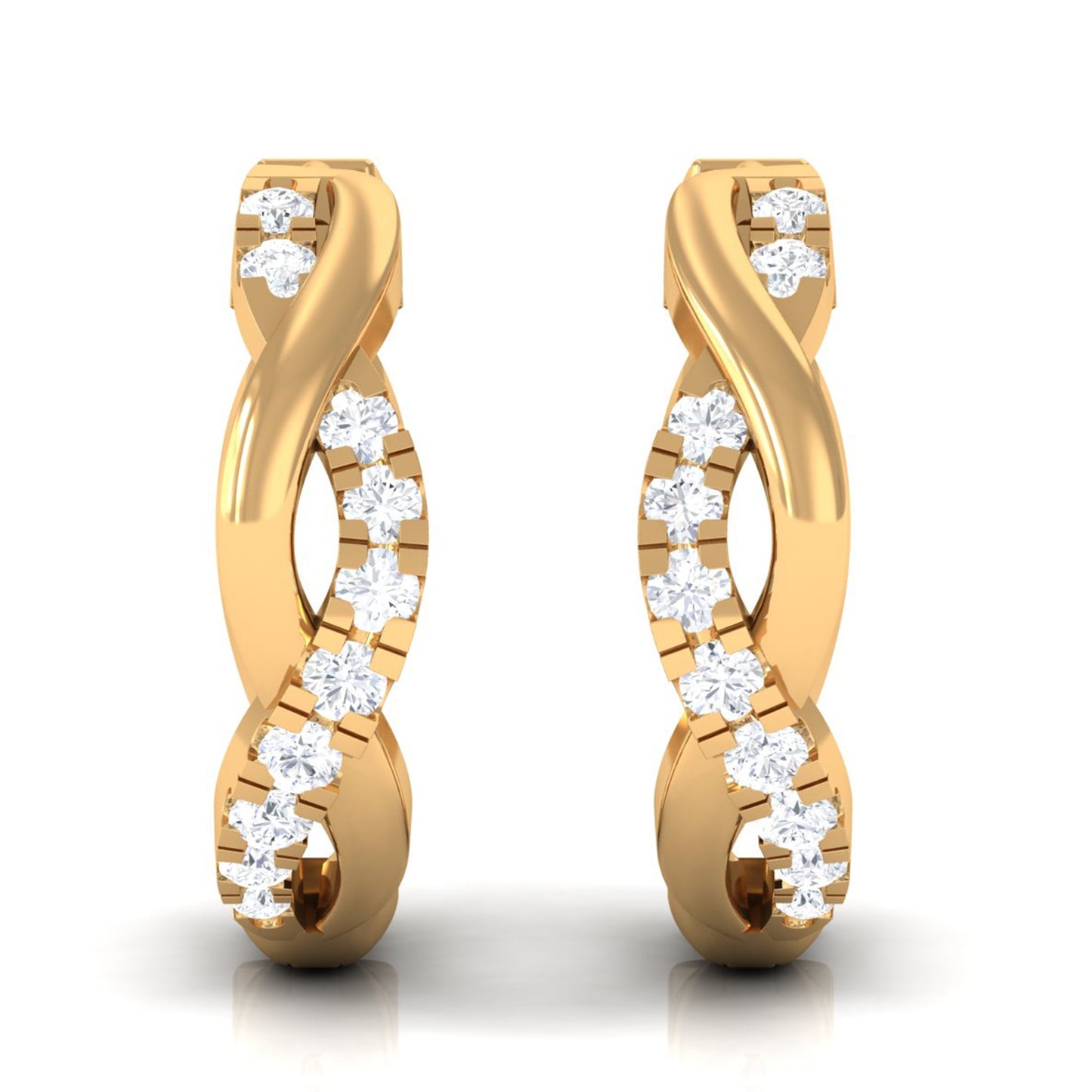 Natural Diamond Hoop Earrings in Infinity Style