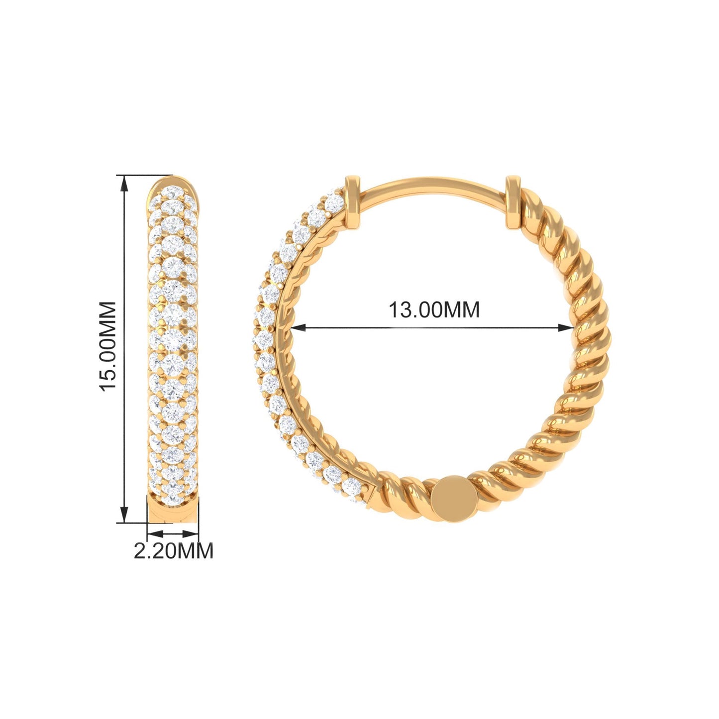 Classic Diamond Hinged Hoop Earrings with Certificate