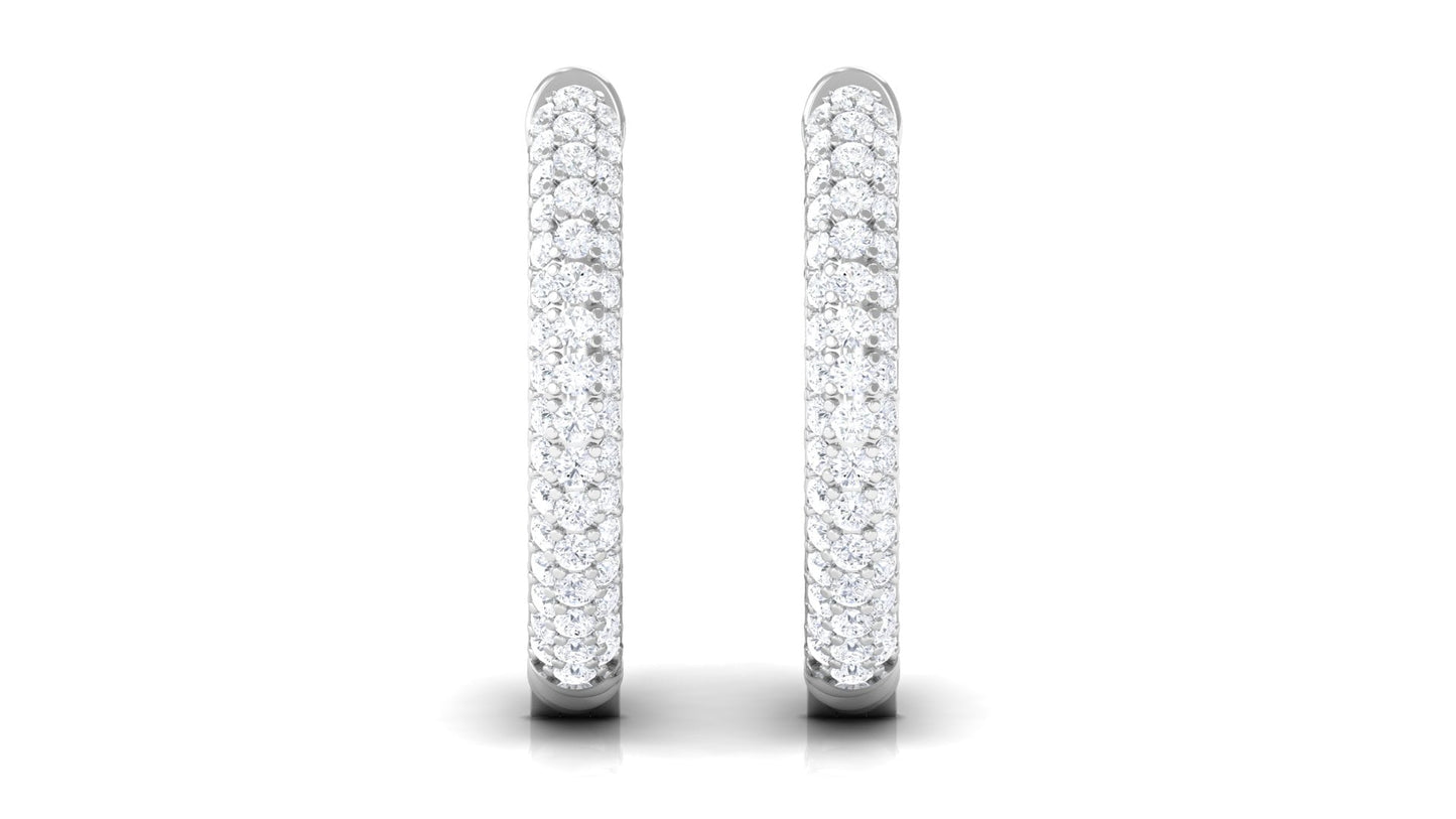 Classic Diamond Hinged Hoop Earrings with Certificate