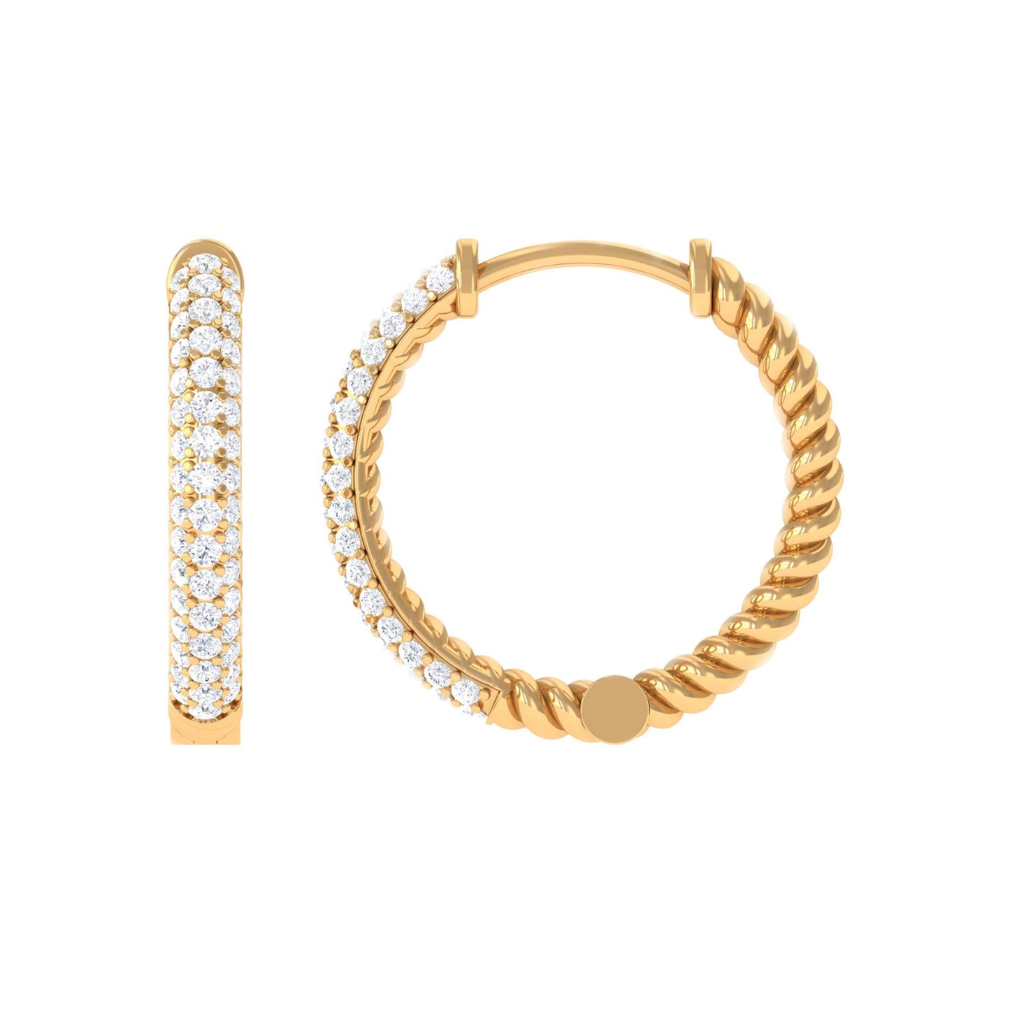 Classic Diamond Hinged Hoop Earrings with Certificate