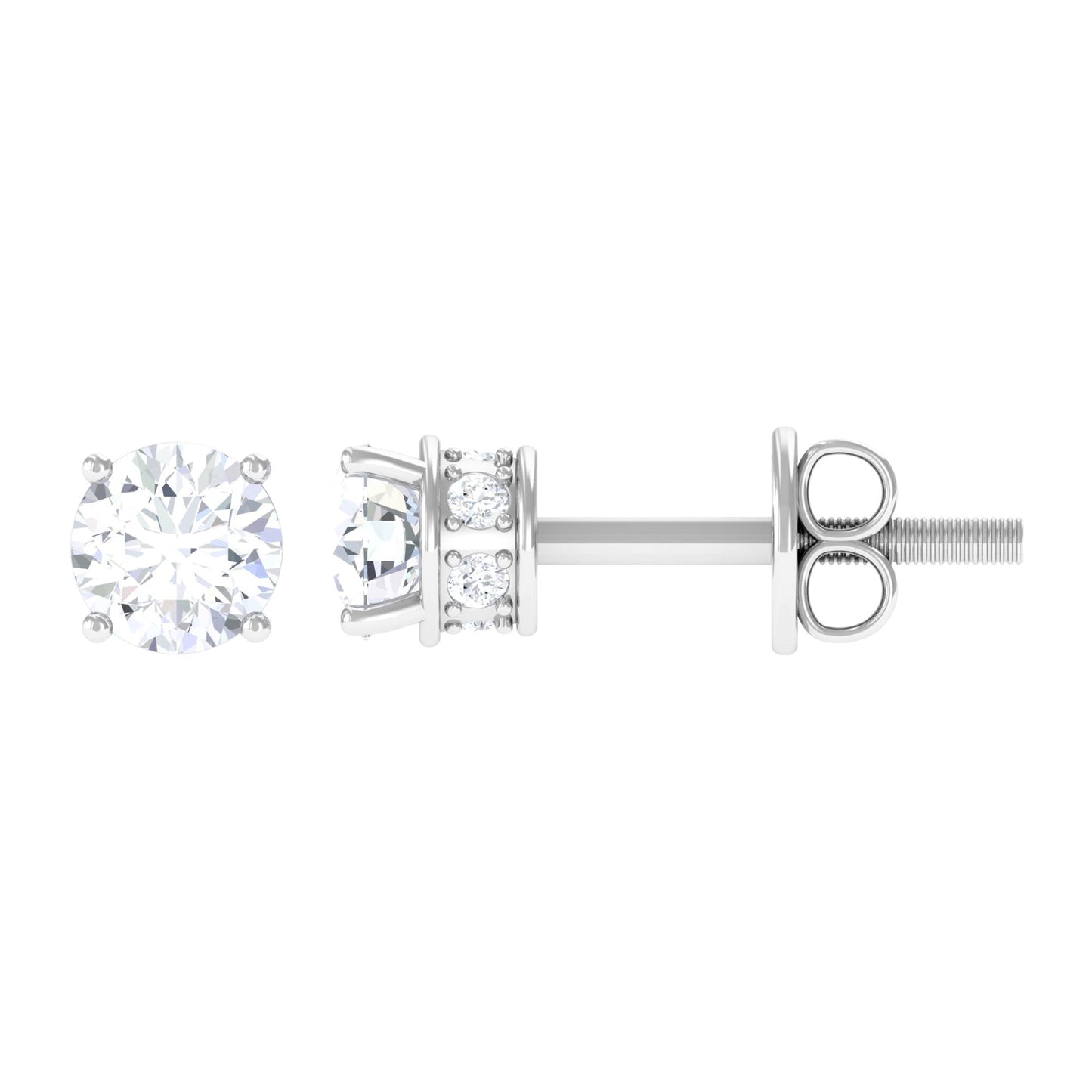 Prong Set Round Diamond Solitaire Stud Earrings