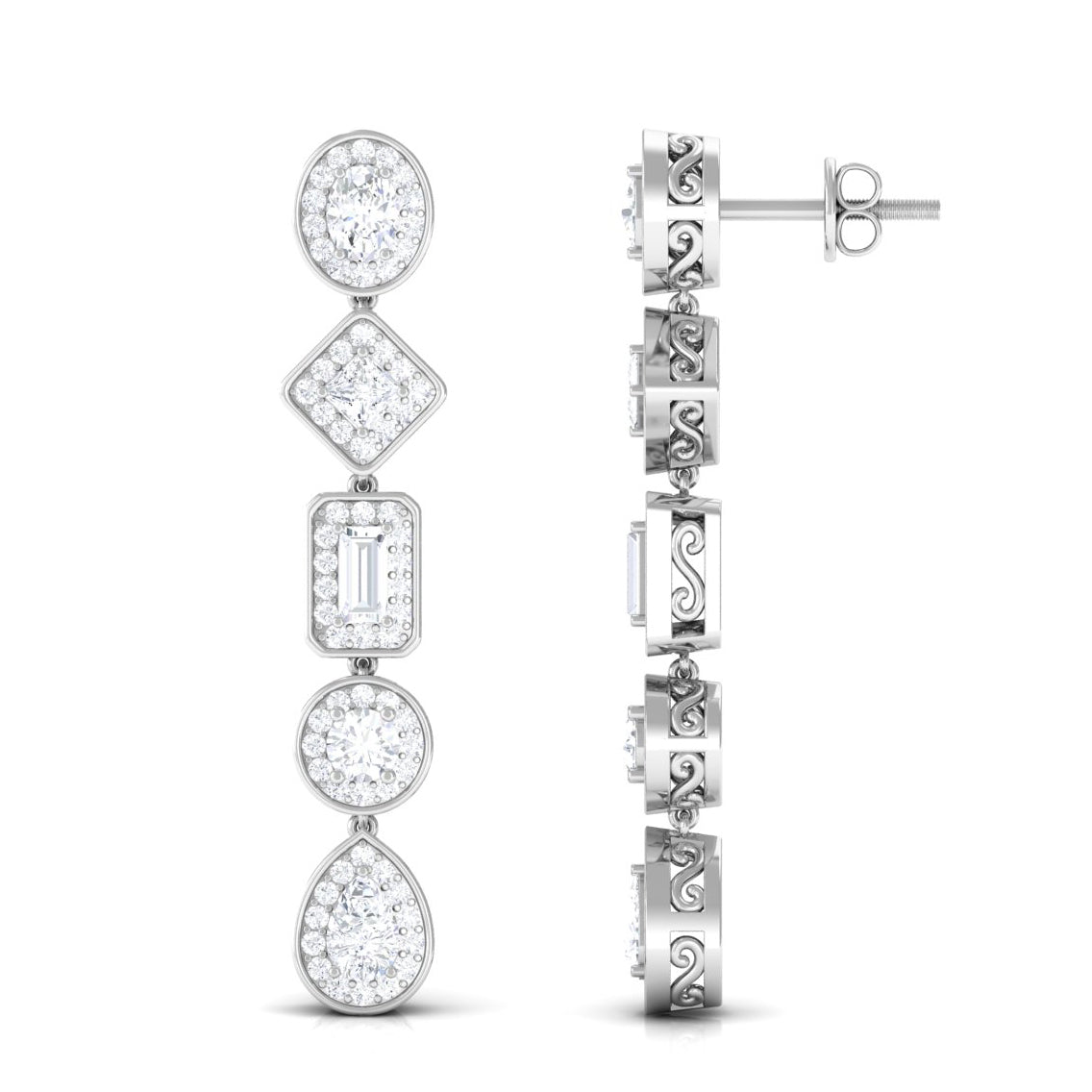 Certified Moissanite Dangle Earrings for Wedding
