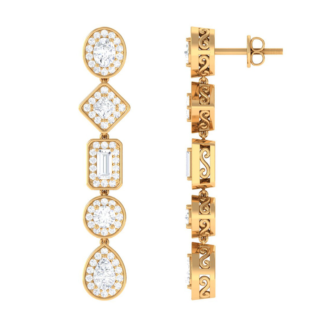 Certified Moissanite Dangle Earrings for Wedding