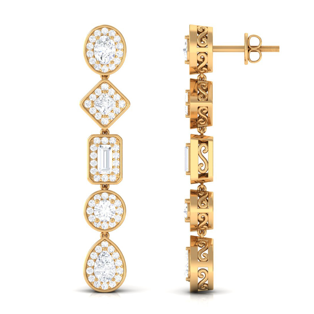 Certified Moissanite Dangle Earrings for Wedding