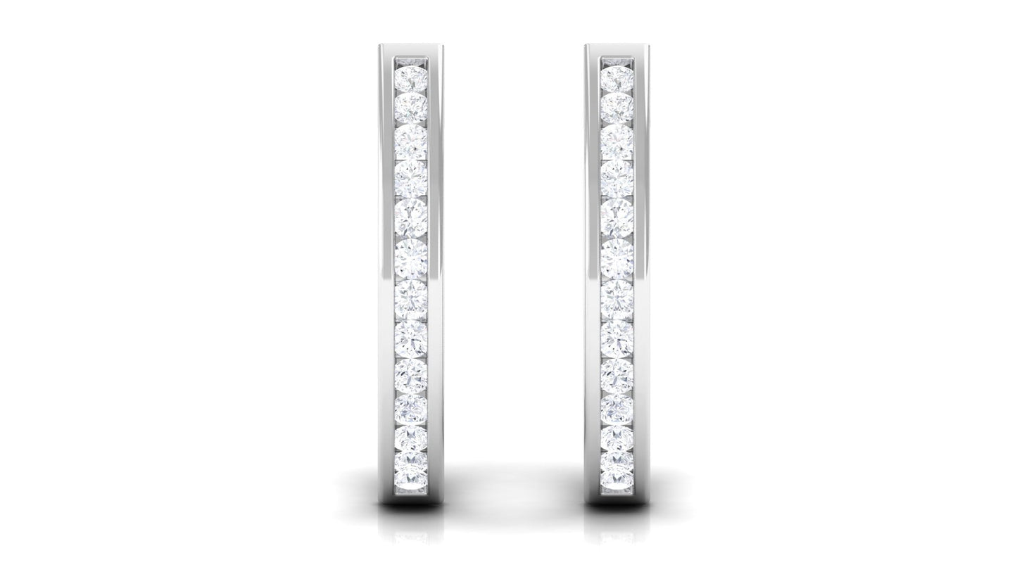Diamond Hinged Hoop Earrings in Channel Setting