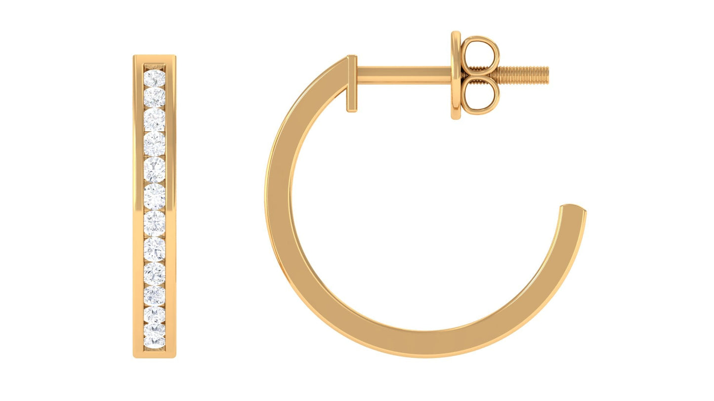 Diamond Hinged Hoop Earrings in Channel Setting