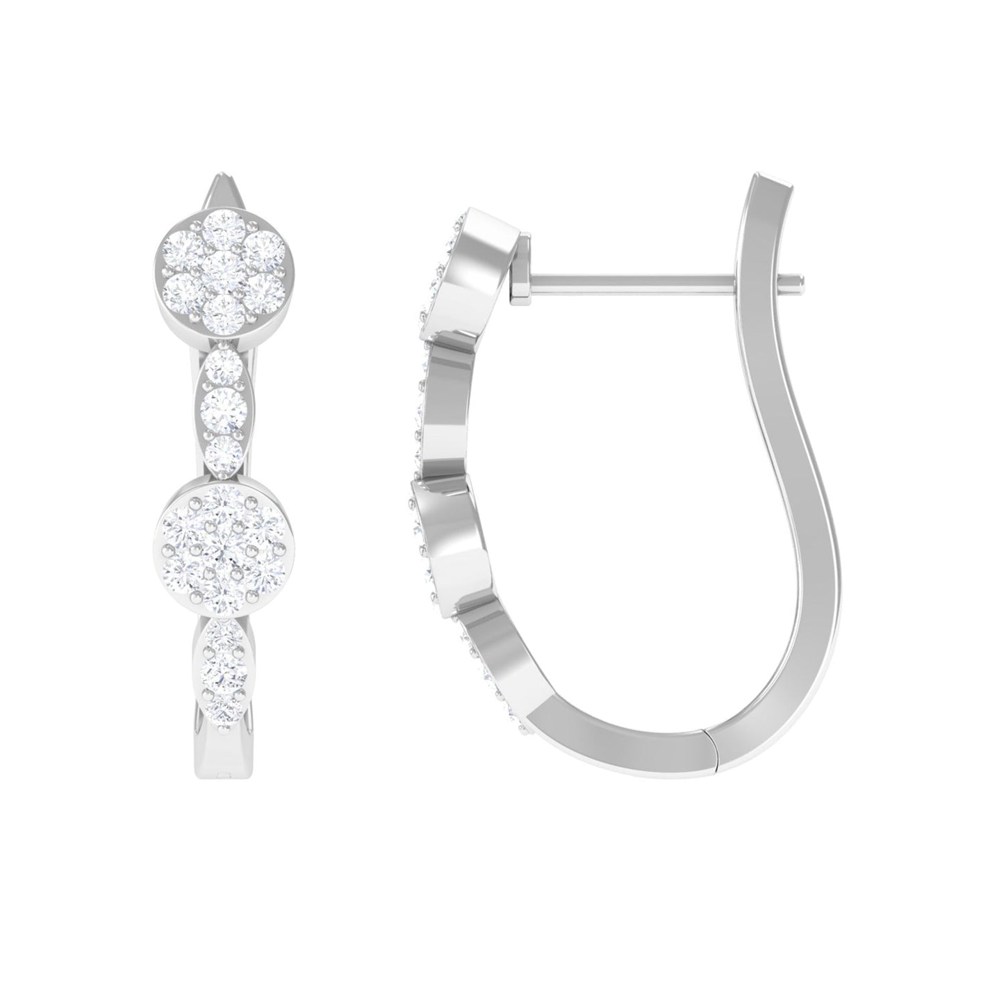 Natural Diamond Classic U Hoop Earrings