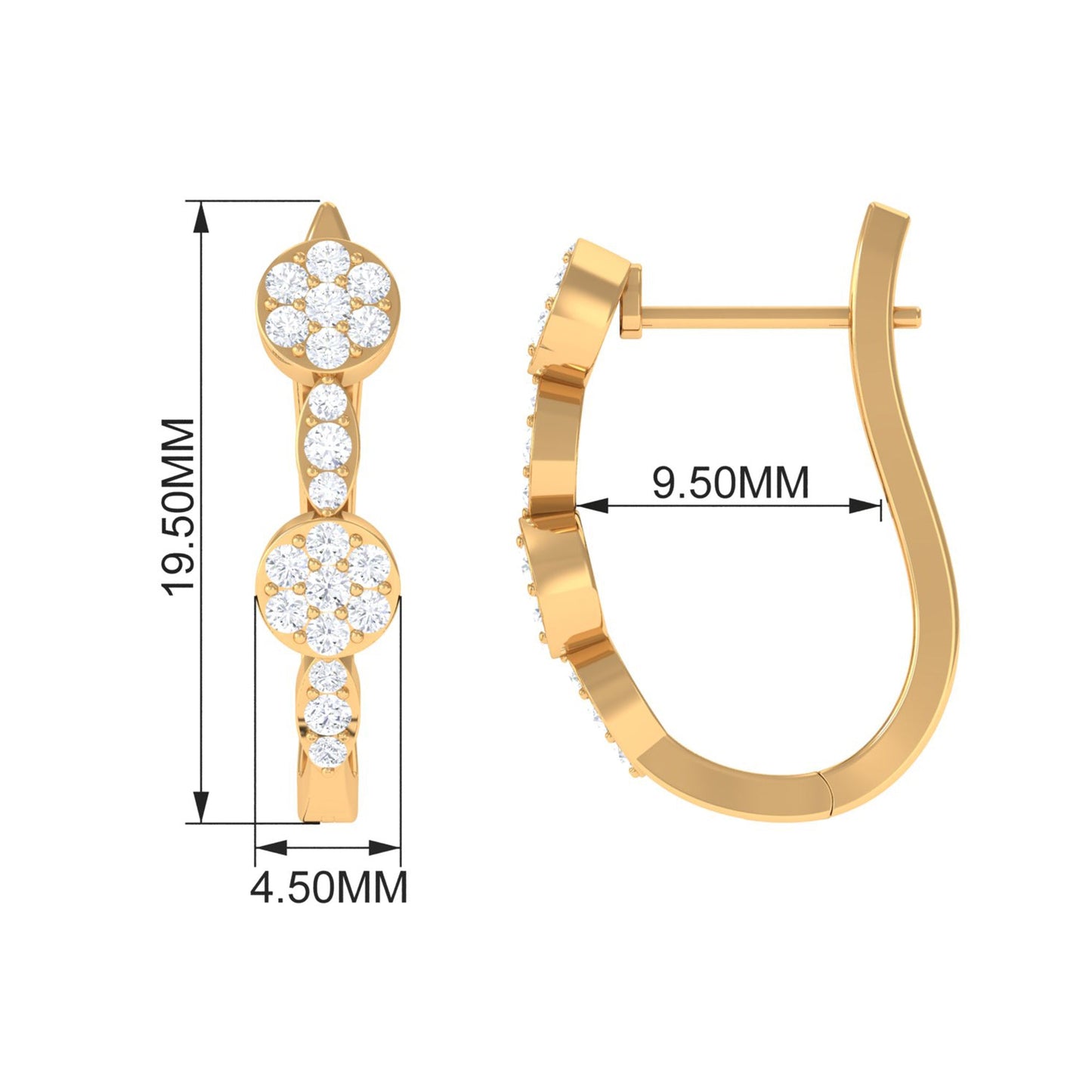 Natural Diamond Classic U Hoop Earrings