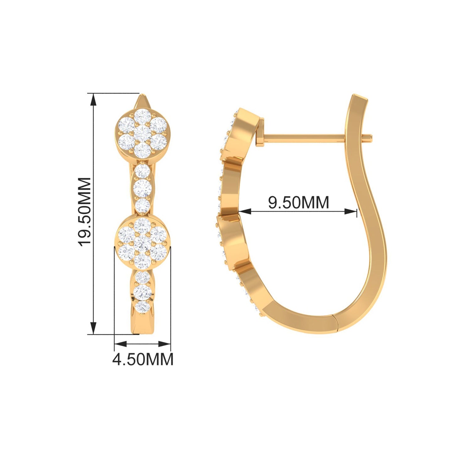 Natural Diamond Classic U Hoop Earrings