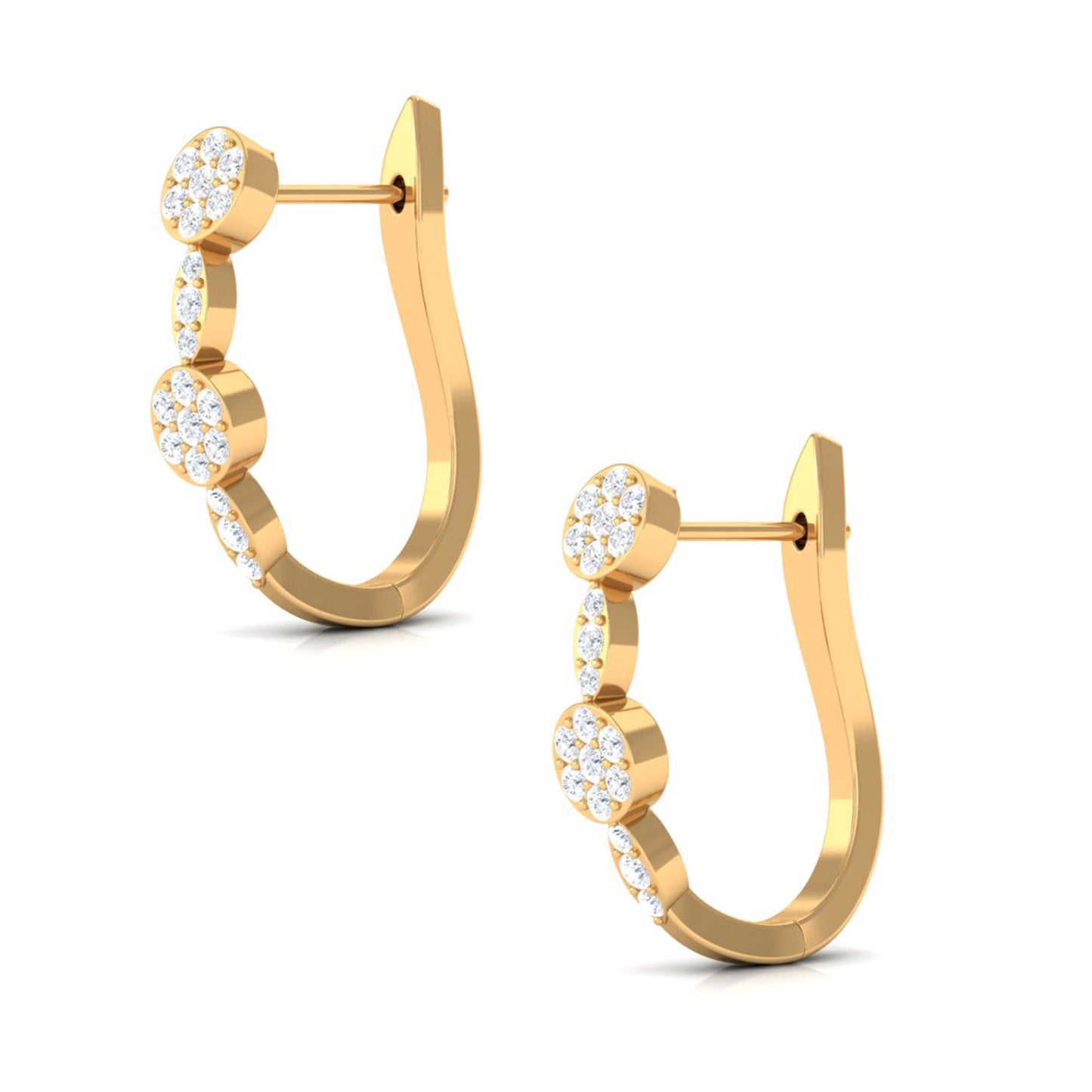 Natural Diamond Classic U Hoop Earrings