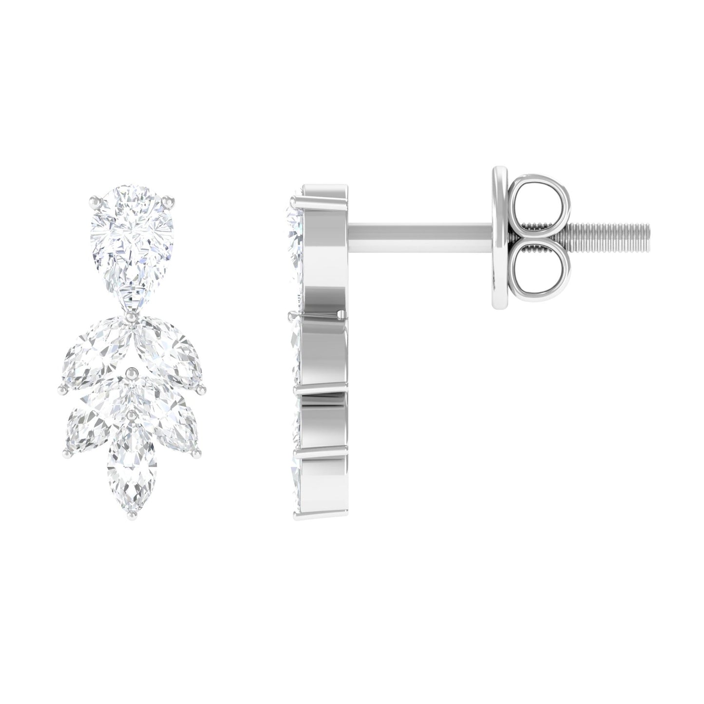 Real Pear and Marquise Shape Diamond Stud Earrings