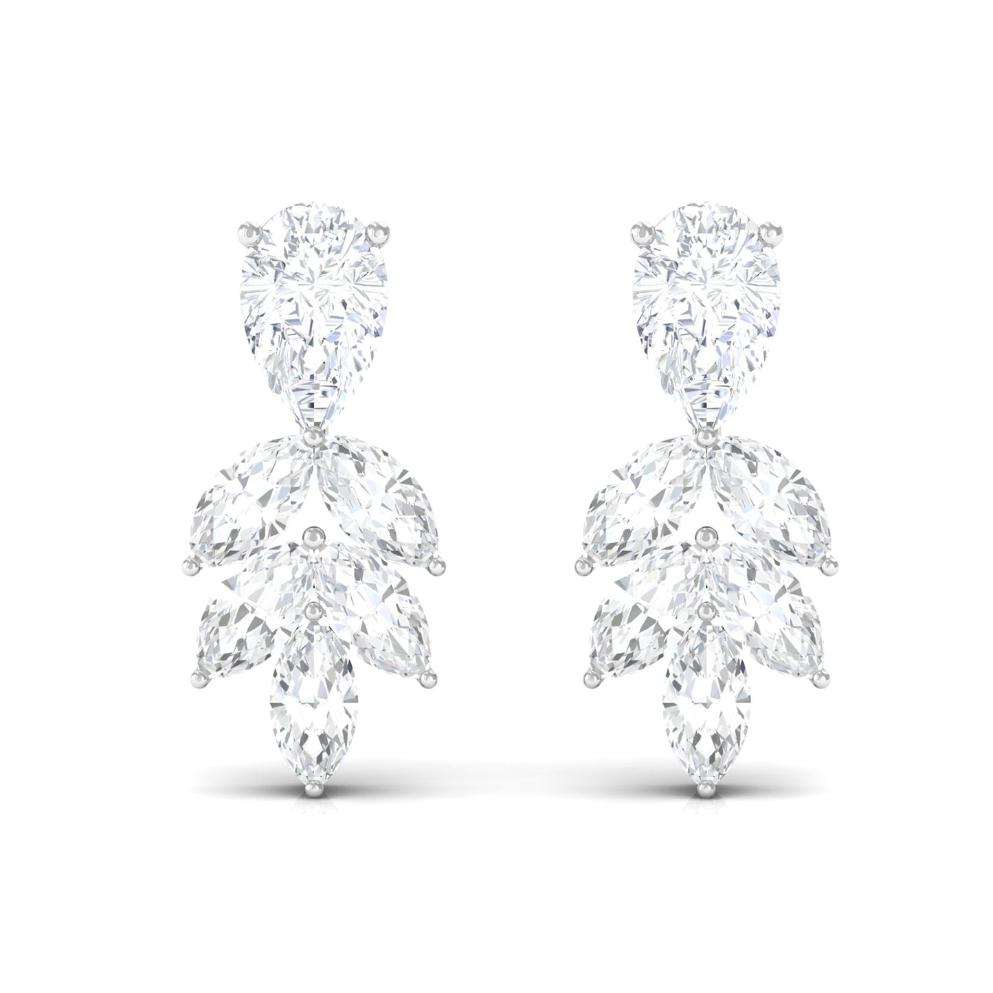 Real Pear and Marquise Shape Diamond Stud Earrings