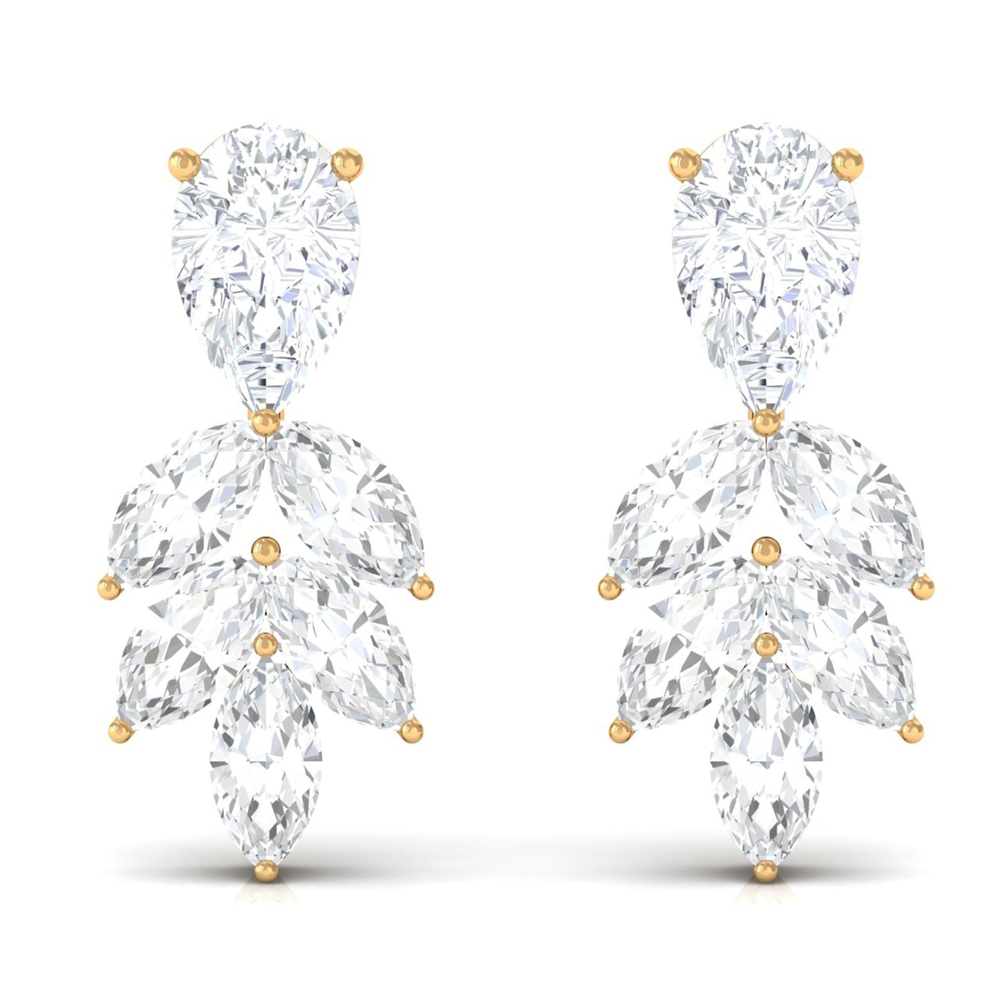 Real Pear and Marquise Shape Diamond Stud Earrings