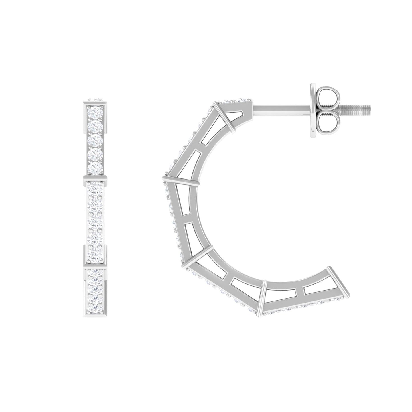 Art Deco Inspired Diamond Half Hoop Earrings