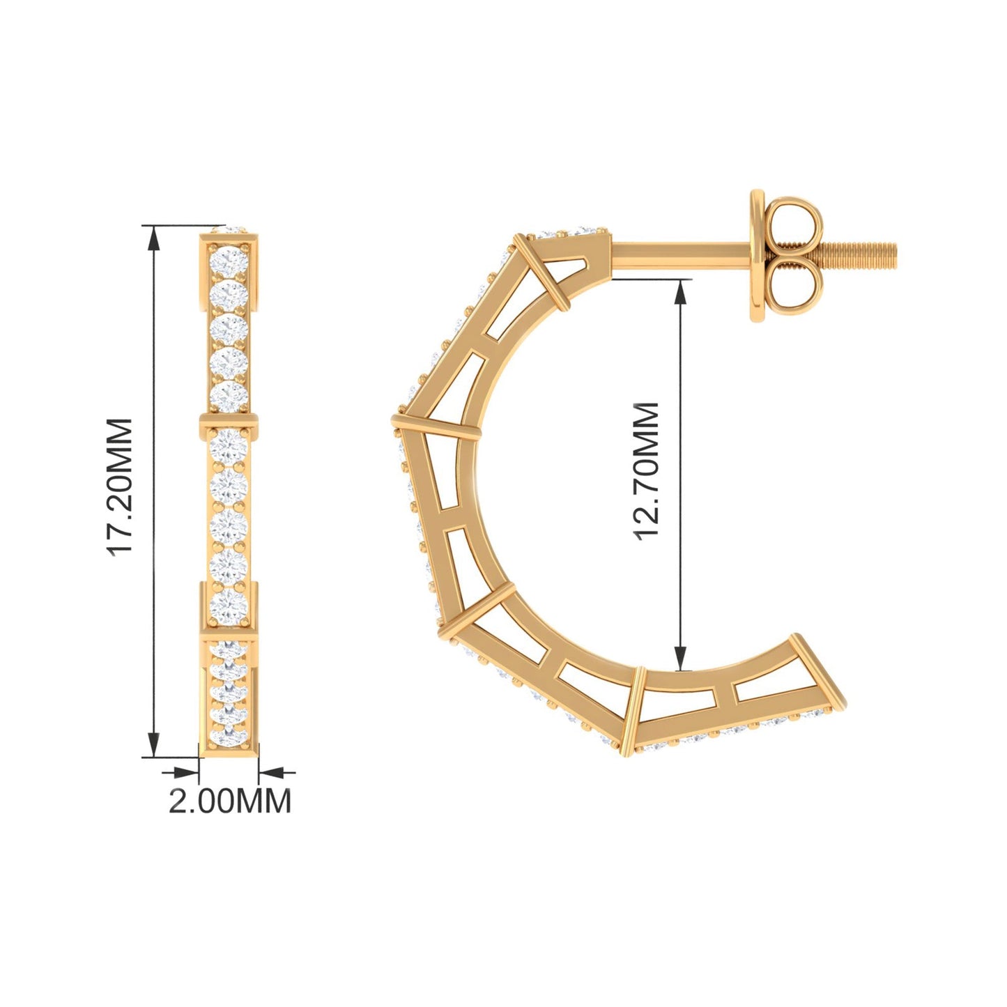 Art Deco Inspired Diamond Half Hoop Earrings