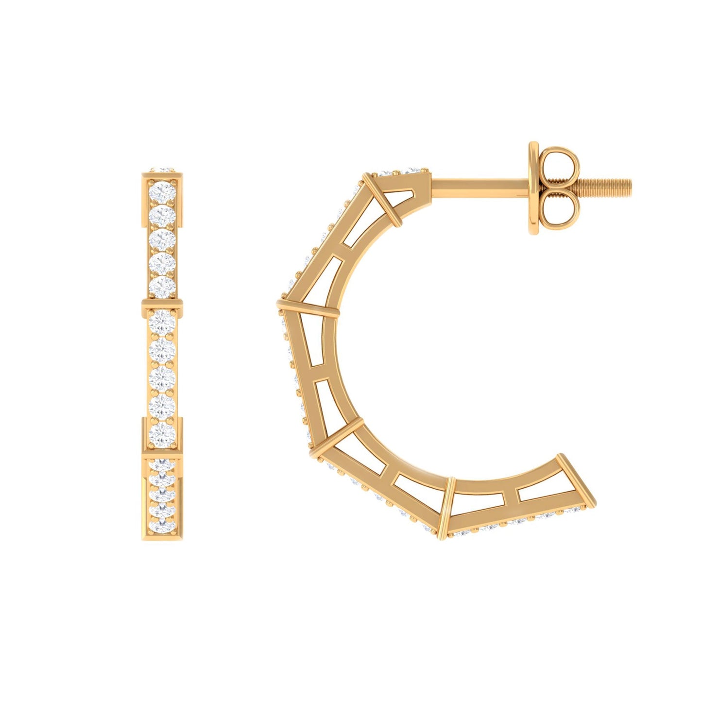 Art Deco Inspired Diamond Half Hoop Earrings