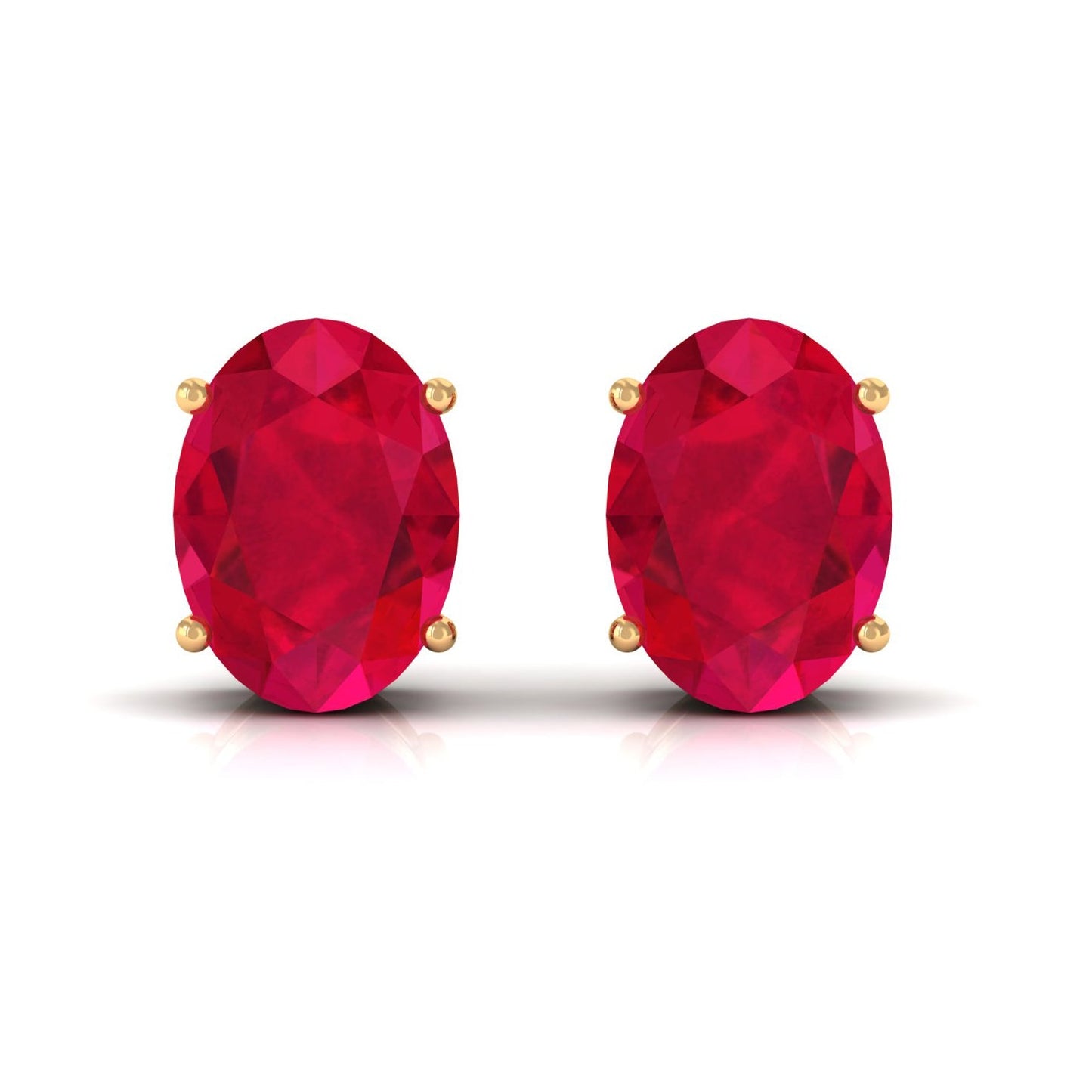 3 Carat Solitaire Stud Earrings with Oval Shaped Created Ruby