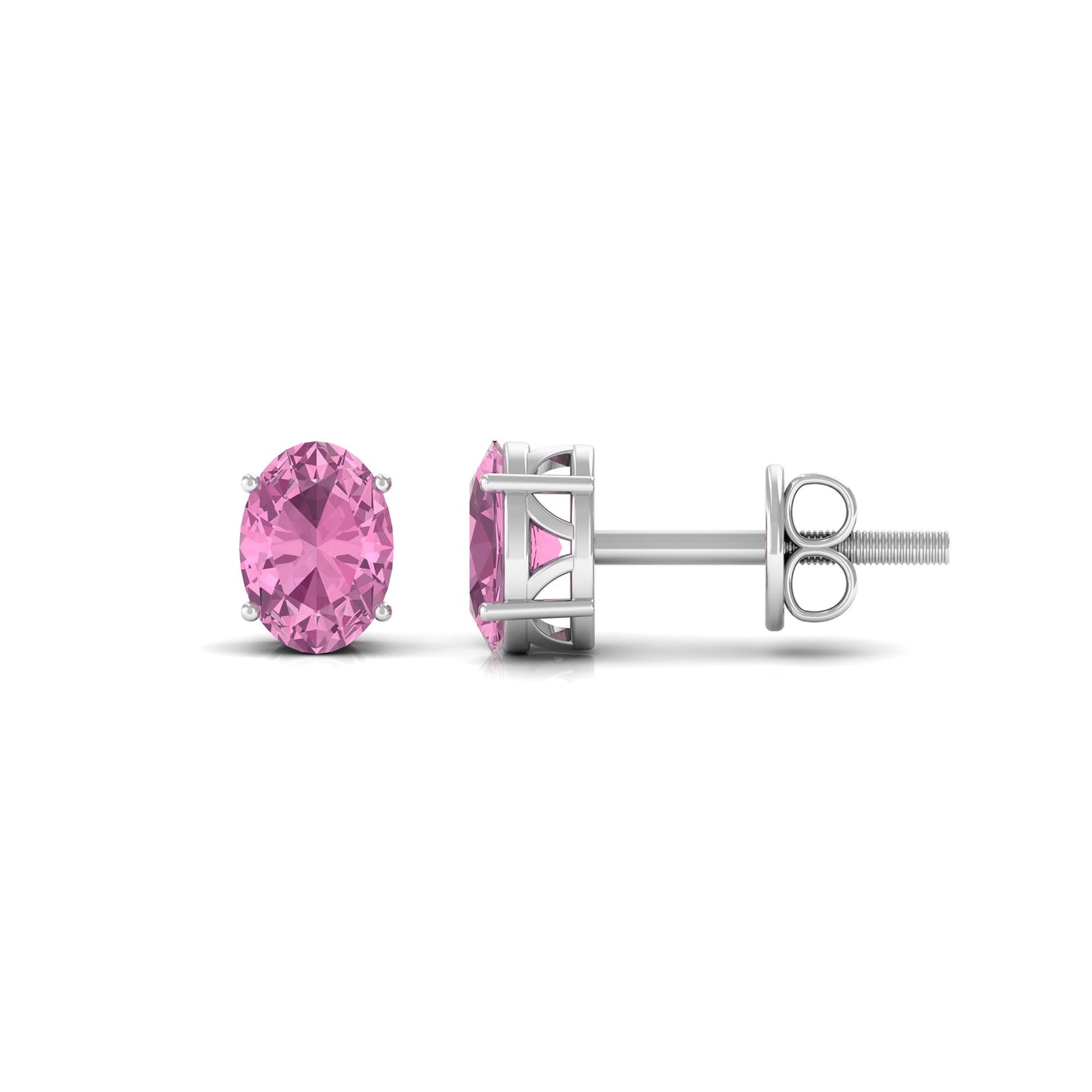 2.2 Carat Oval Cut Pink Tourmaline Solitaire Stud Earrings
