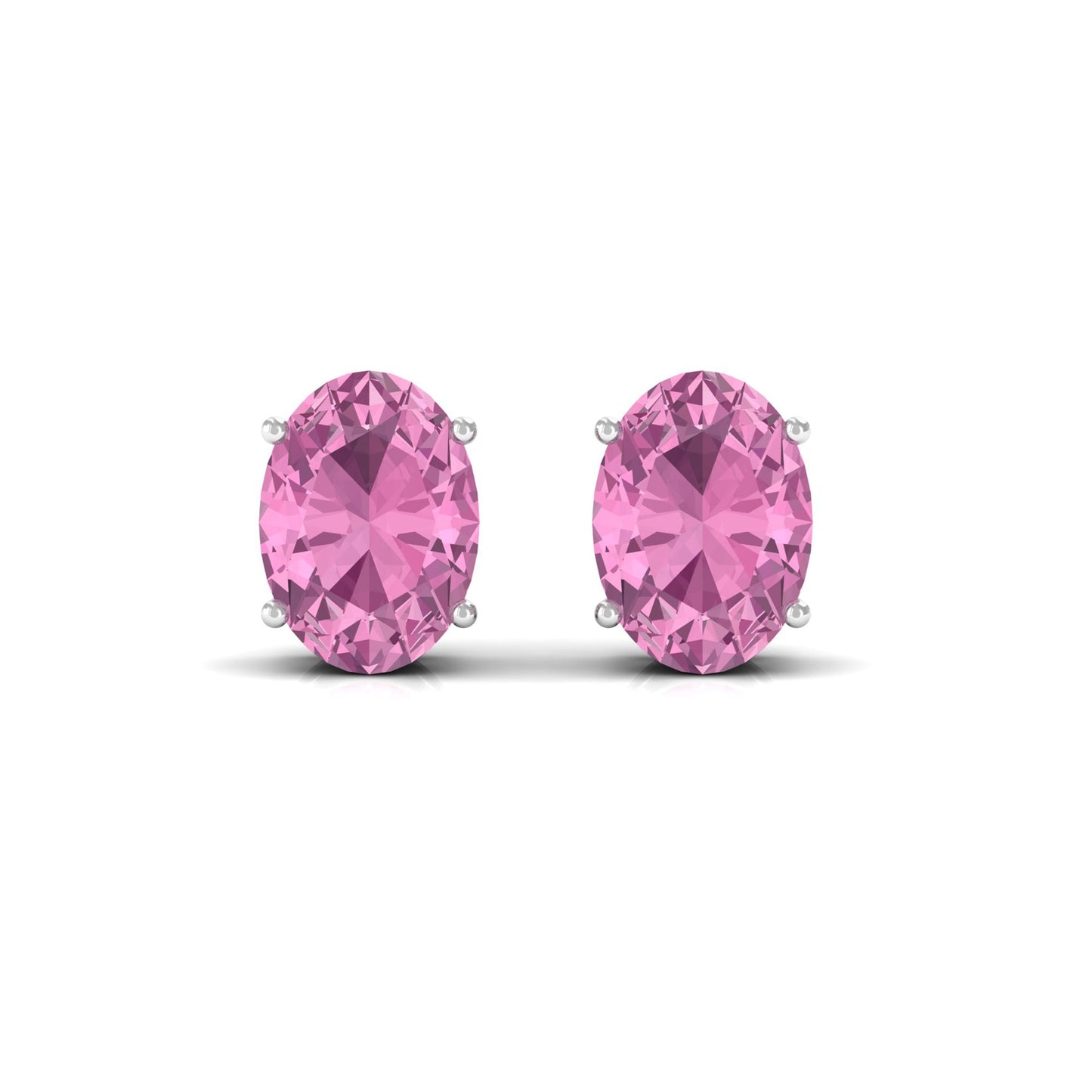 2.2 Carat Oval Cut Pink Tourmaline Solitaire Stud Earrings