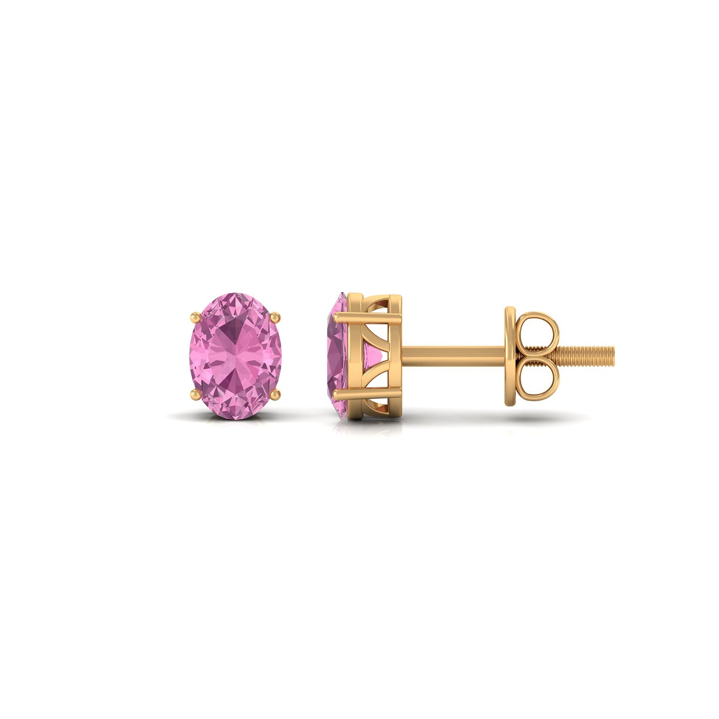 2.2 Carat Oval Cut Pink Tourmaline Solitaire Stud Earrings
