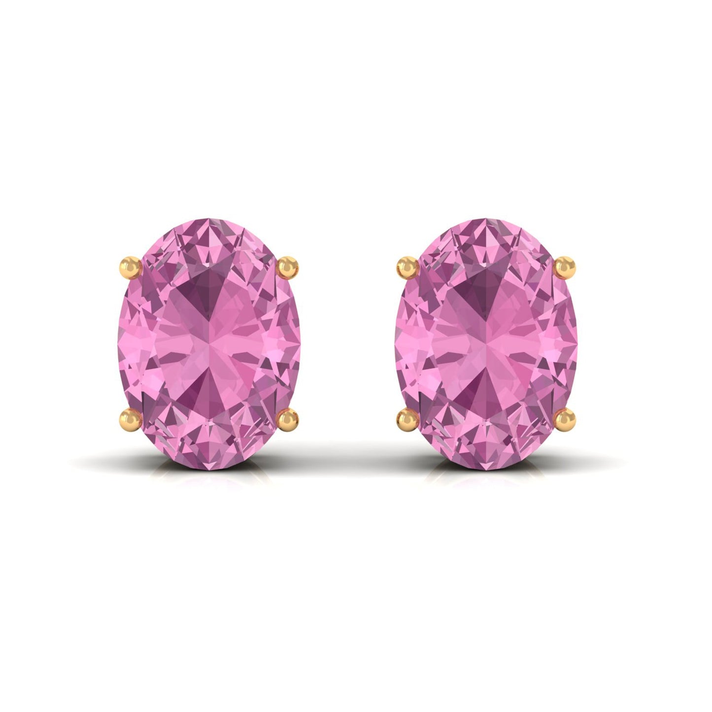 2.2 Carat Oval Cut Pink Tourmaline Solitaire Stud Earrings
