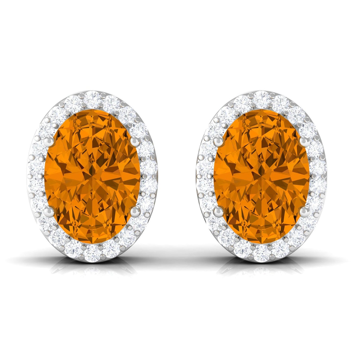 2.2 Carat Citrine and Diamond Halo Stud Earrings