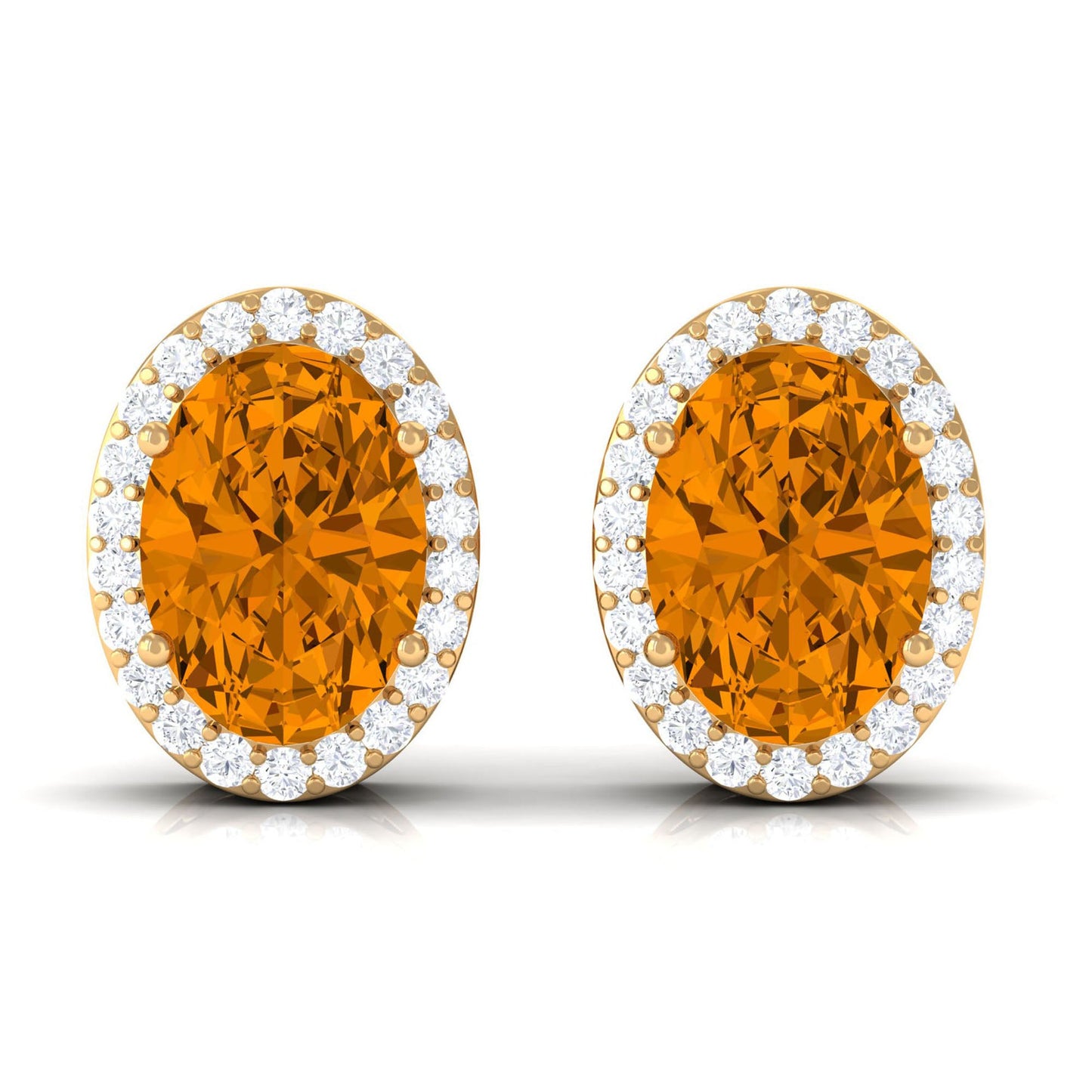 2.2 Carat Citrine and Diamond Halo Stud Earrings