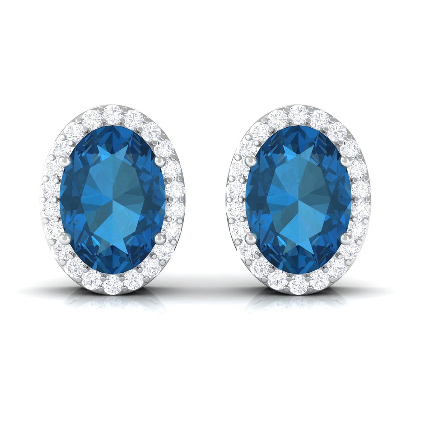 2.2 Carat London Blue Topaz and Diamond Halo Stud Earrings