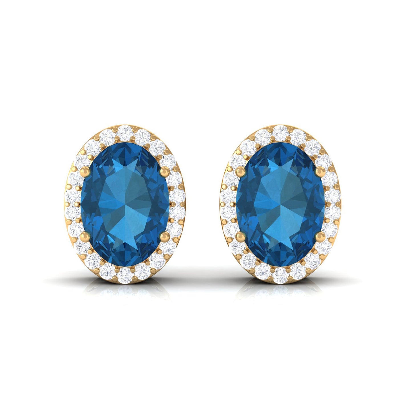 2.2 Carat London Blue Topaz and Diamond Halo Stud Earrings