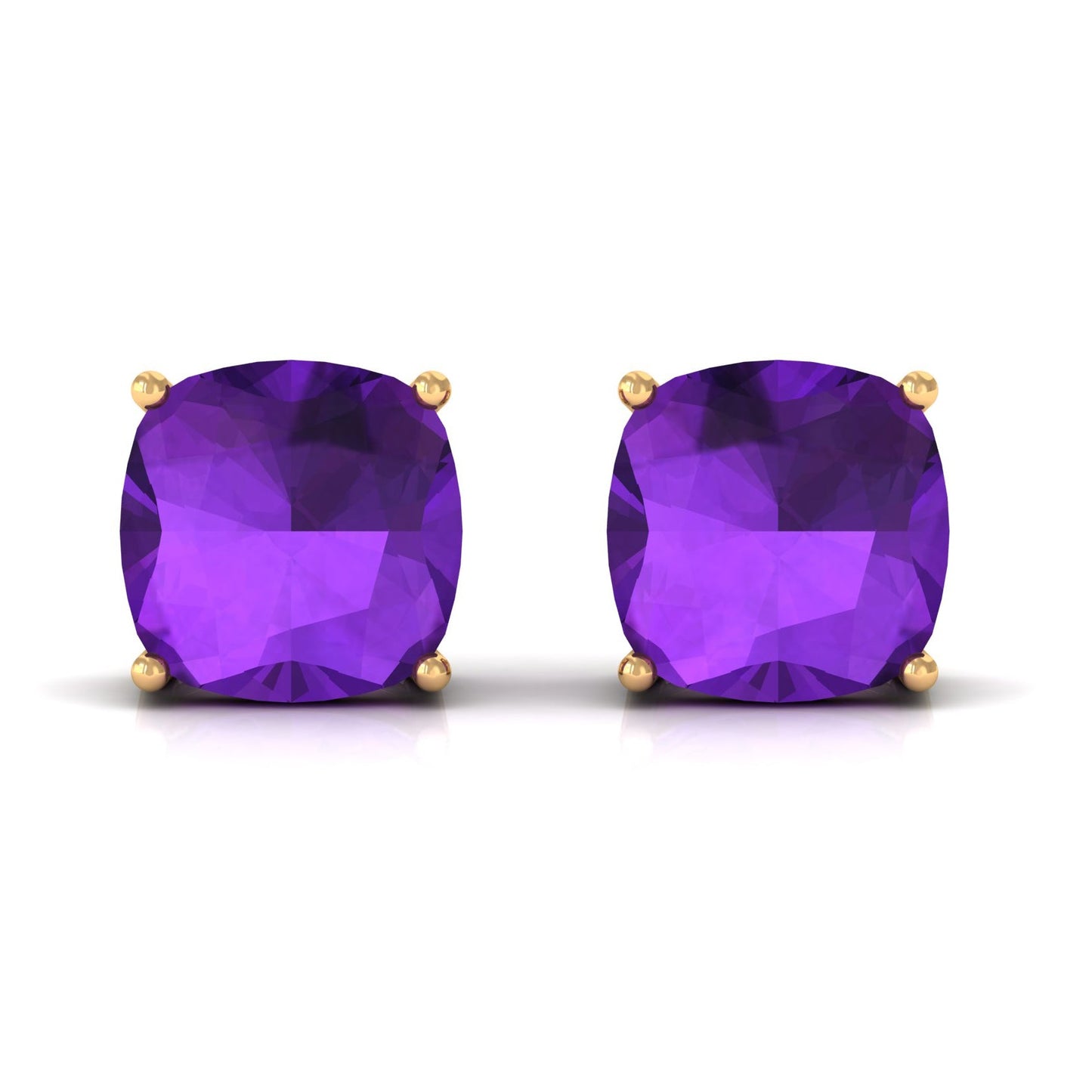 4.2 Carat Cushion Cut Amethyst Solitaire Stud Earring