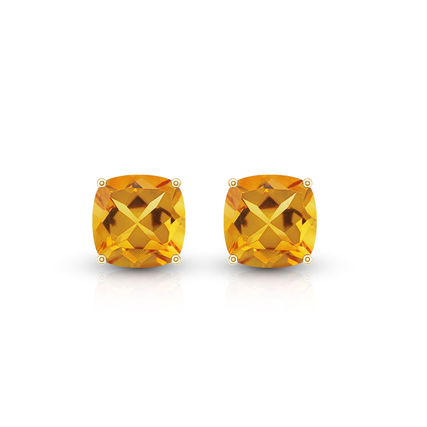 4.4 CT Cushion Cut Citrine Solitaire Stud Earrings