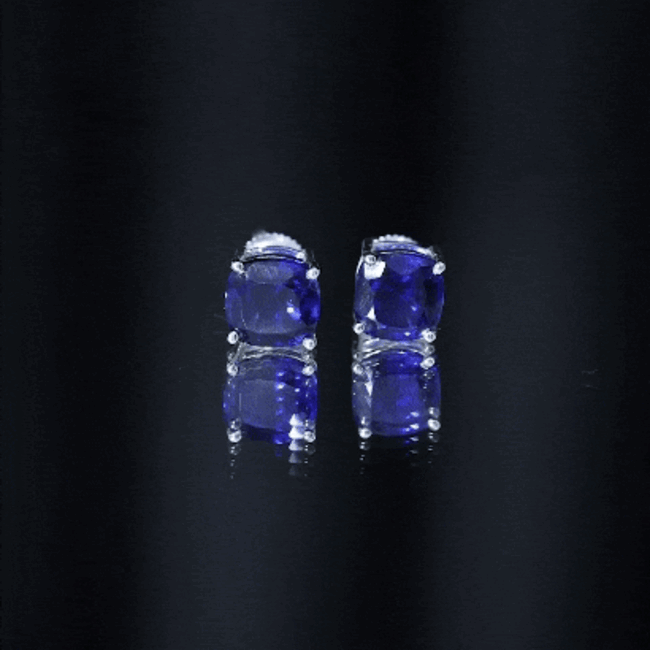 5.5 Carat Lab Grown Blue Sapphire Solitaire Stud Earring With Certificate