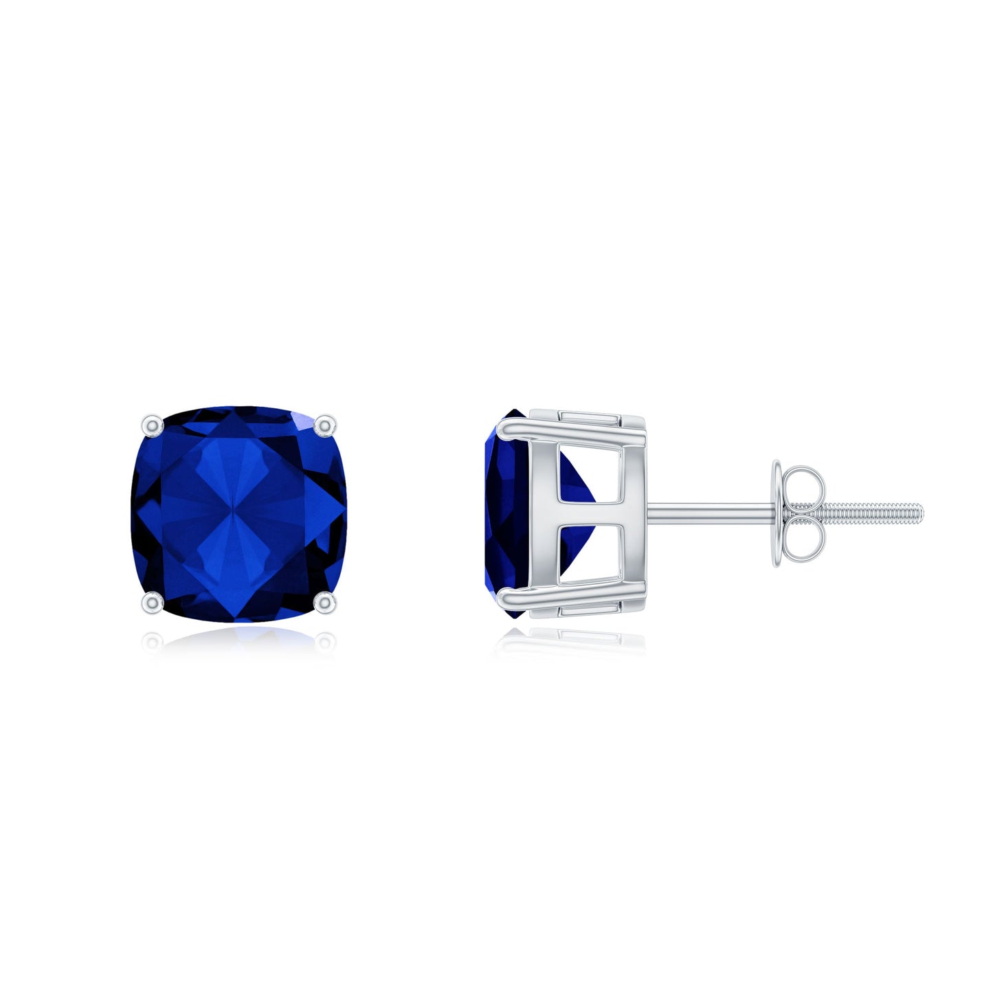 5.5 Carat Lab Grown Blue Sapphire Solitaire Stud Earring With Certificate