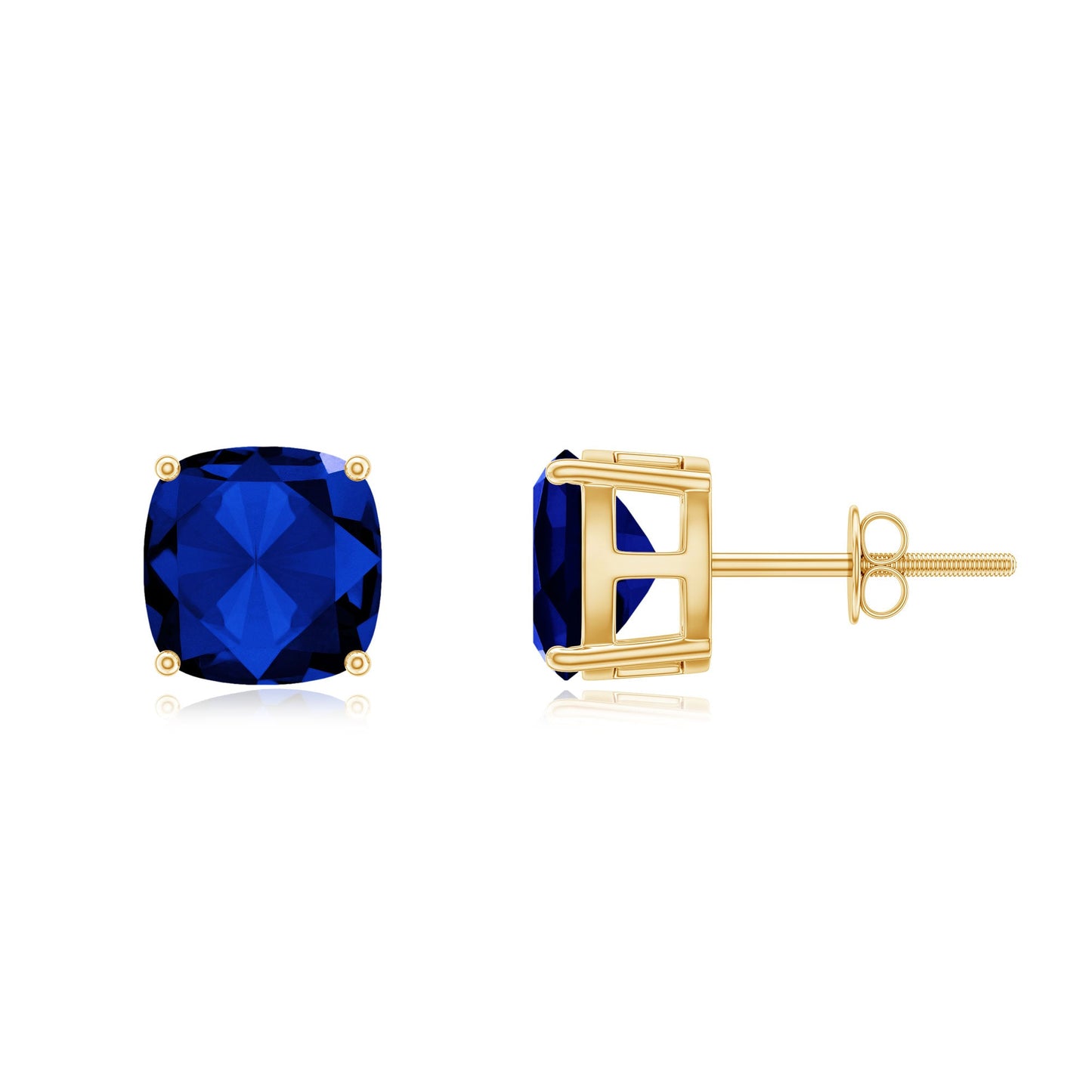 5.5 Carat Lab Grown Blue Sapphire Solitaire Stud Earring With Certificate