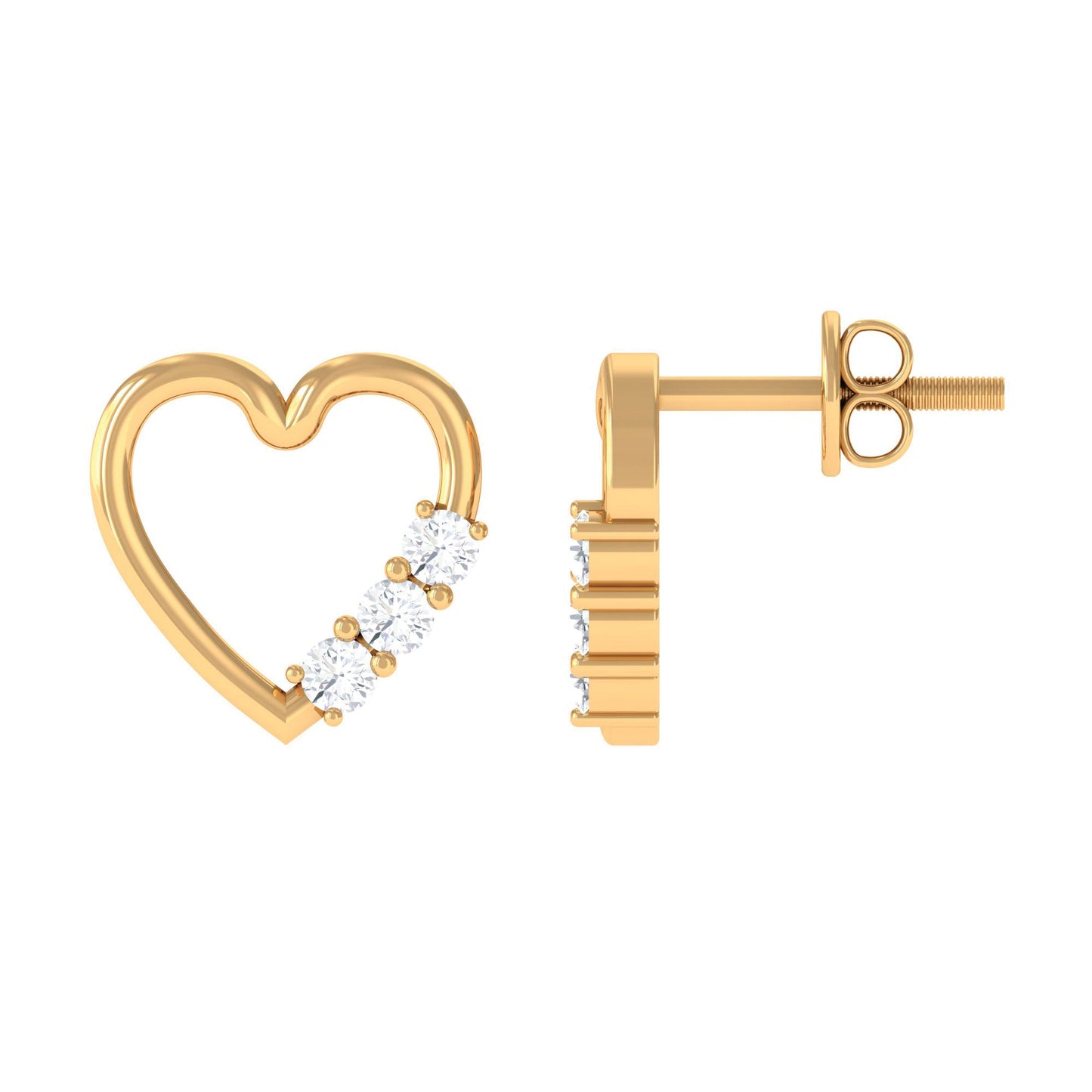 Diamond Heart Shape Stud Earring for Women