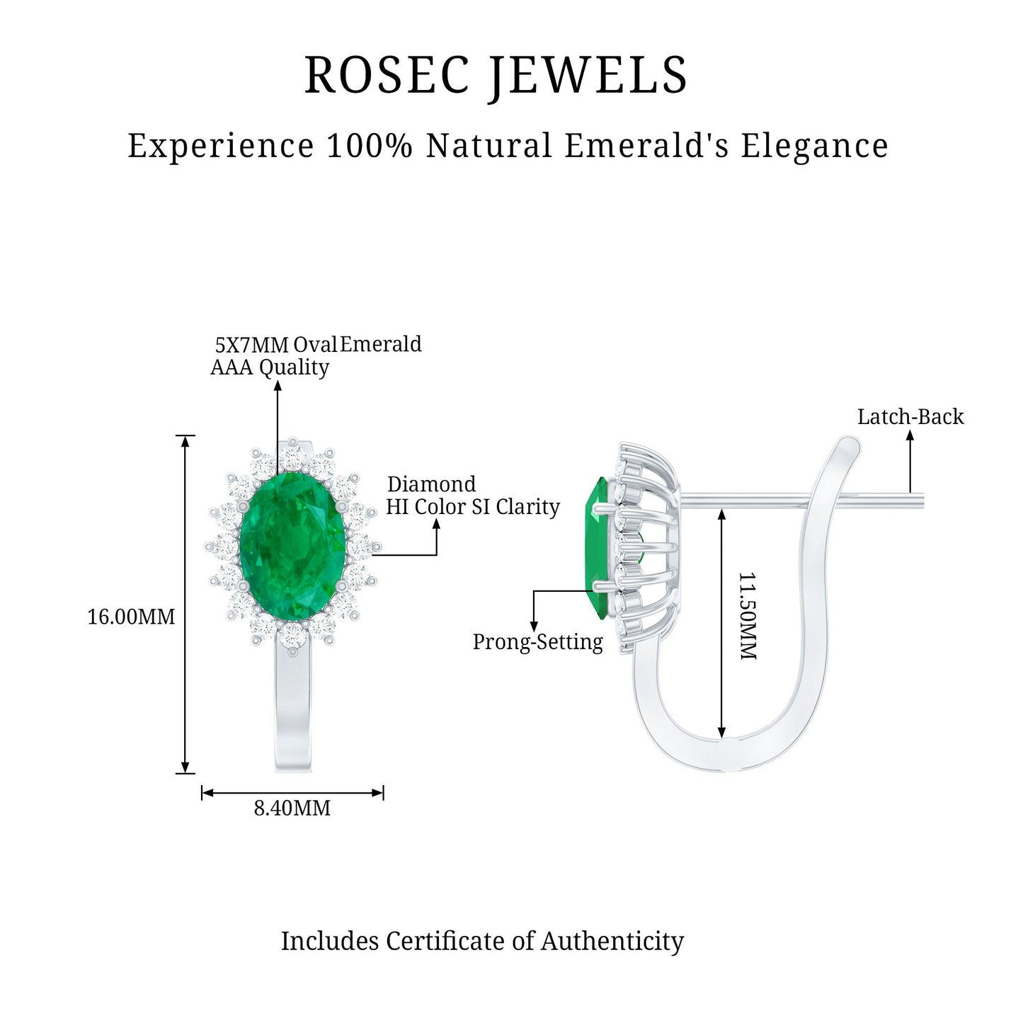 1.43 Carat Oval Cut Emerald and Diamond Halo Stud Earrings with Latch Back