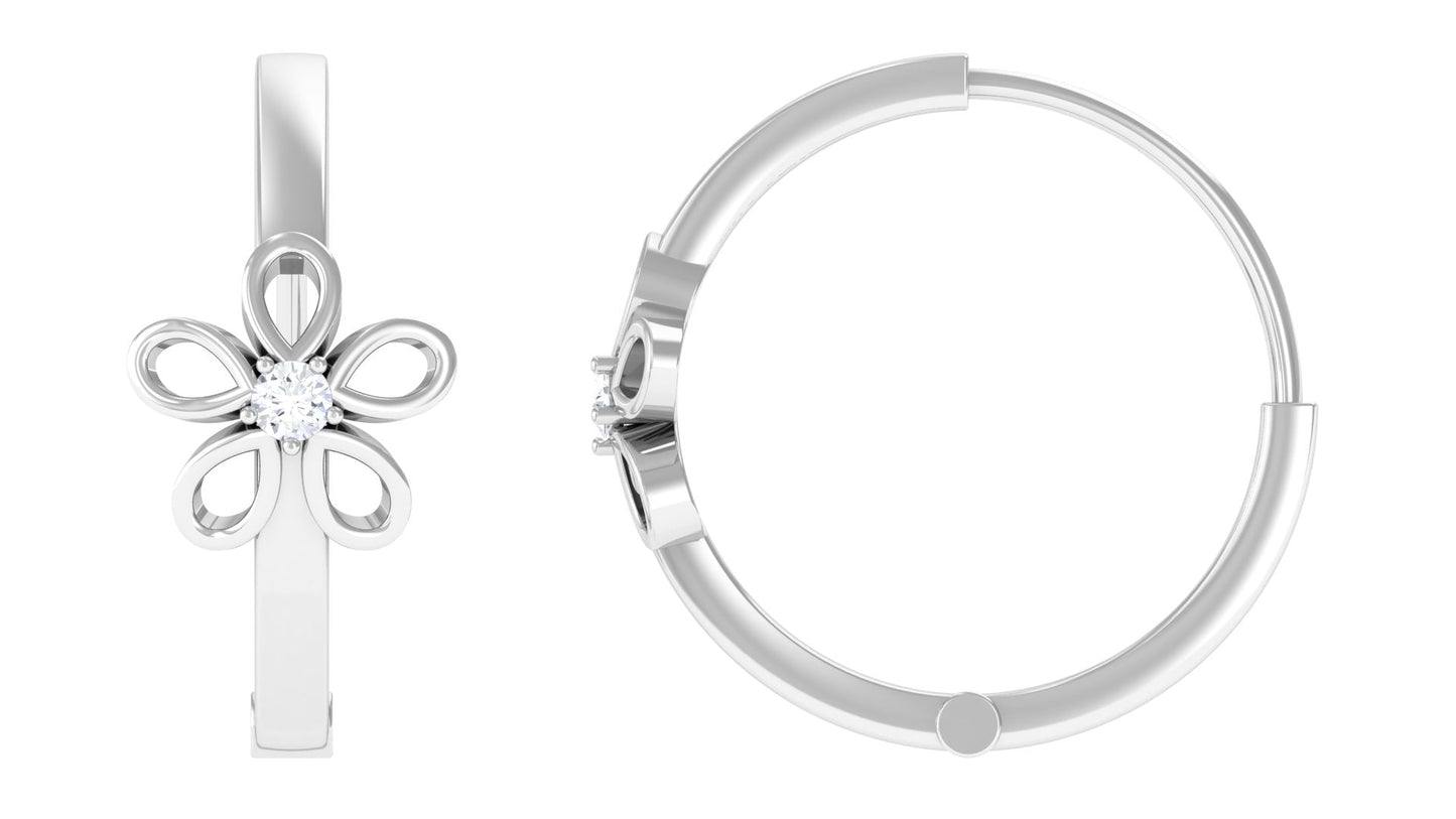 Diamond Flower Huggie Earrings for Women