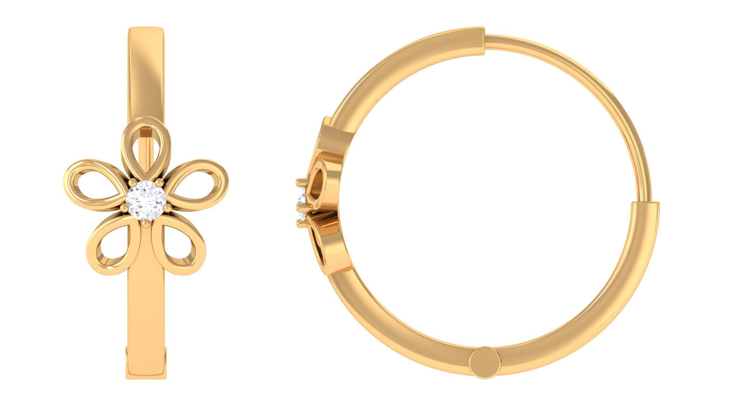 Diamond Flower Huggie Earrings for Women