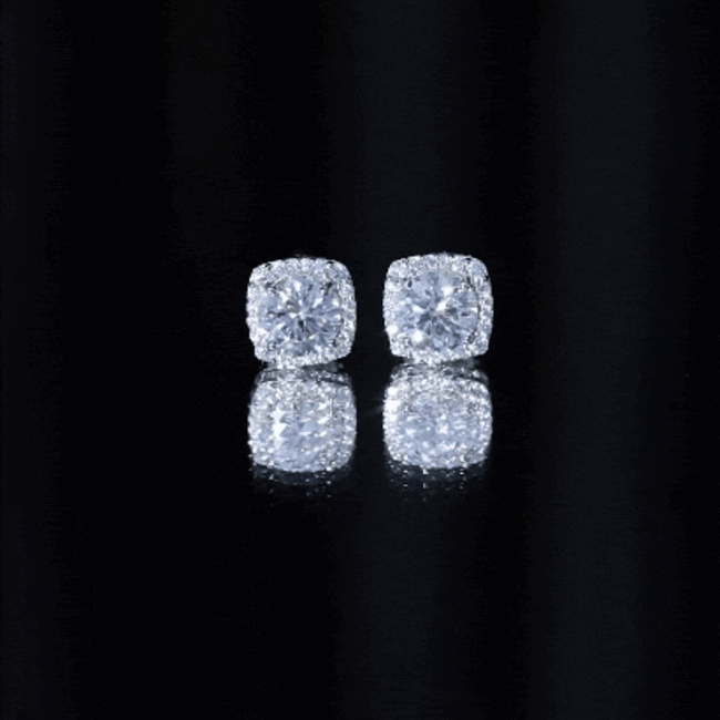 Round Cut Moissanite Classic Halo Stud Earrings