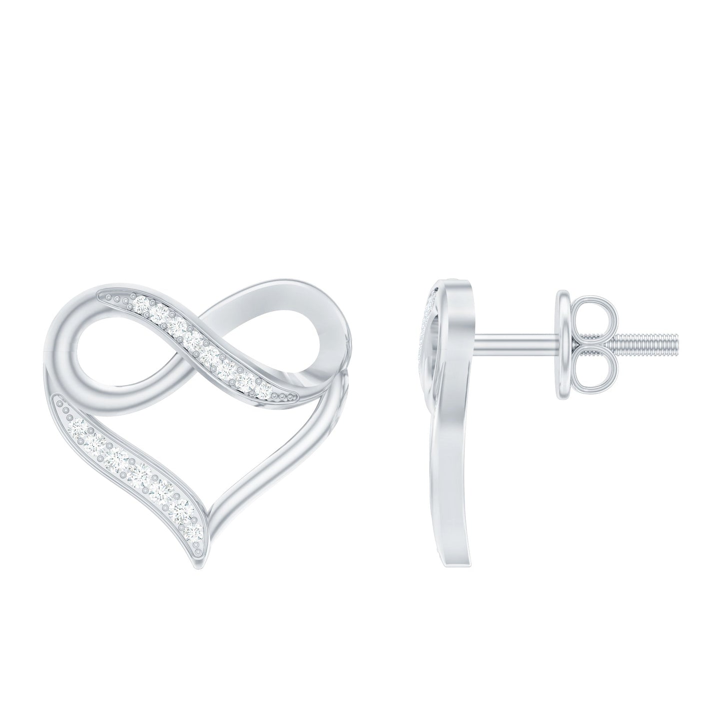 Moissanite Infinity and Heart Stud Earrings
