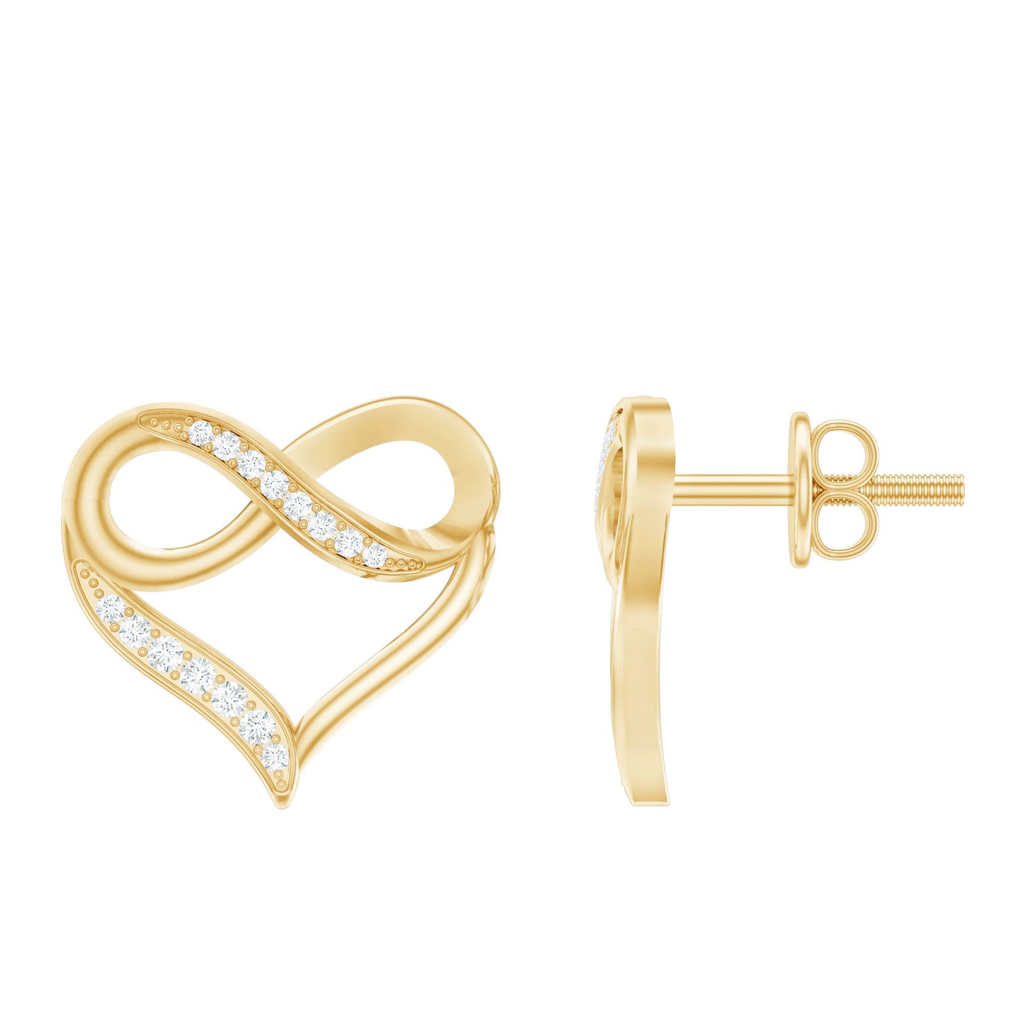 Moissanite Infinity and Heart Stud Earrings