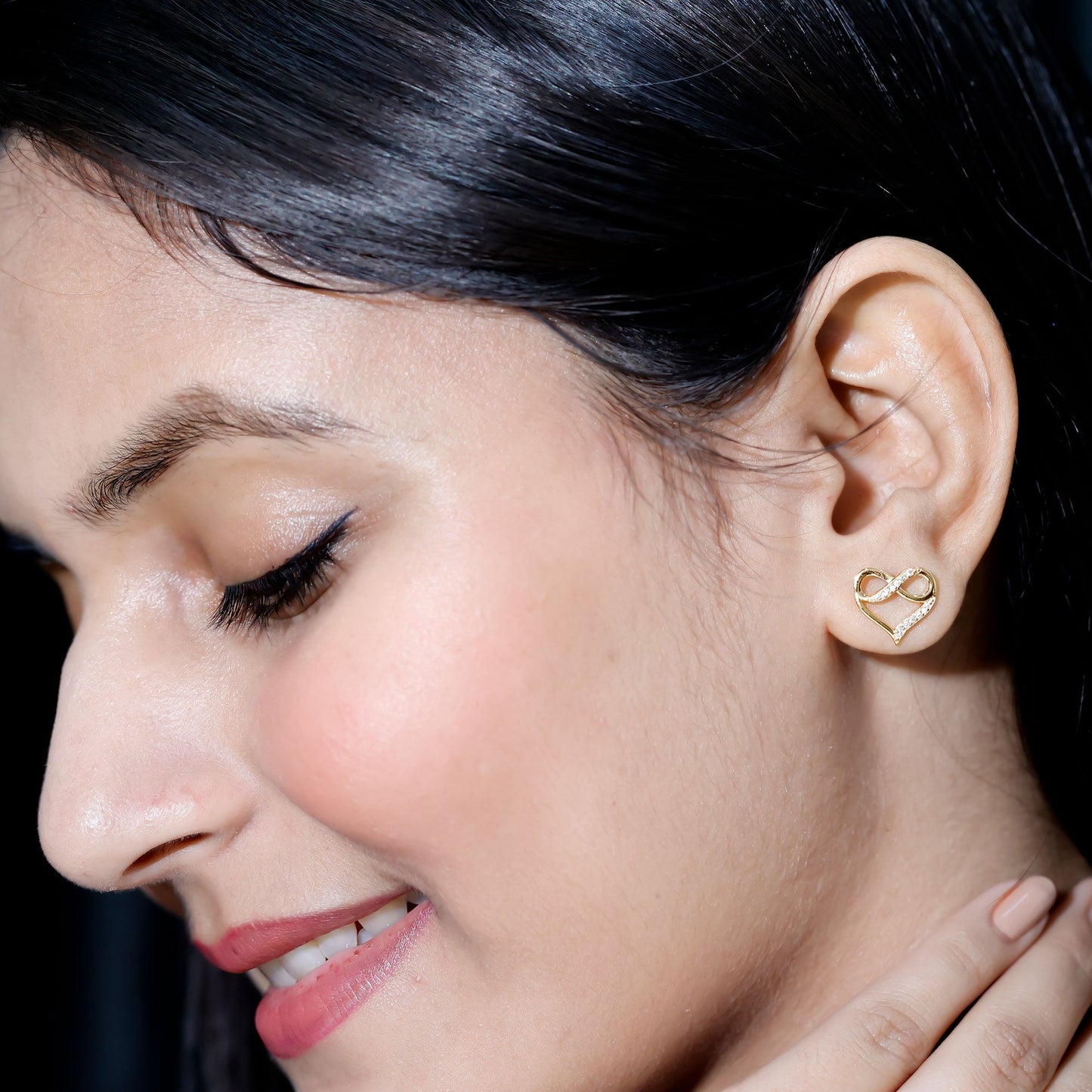 Moissanite Infinity and Heart Stud Earrings