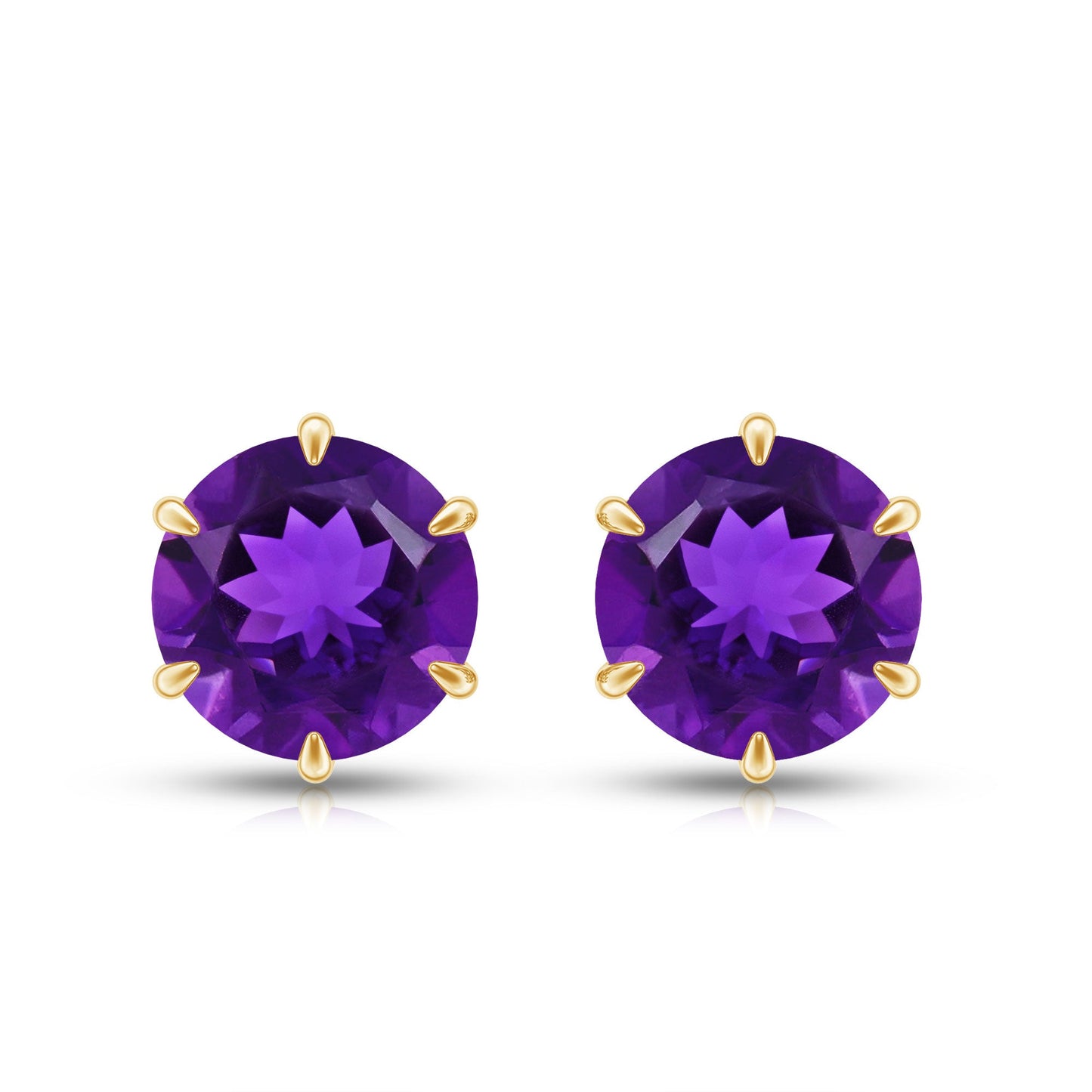 Natural 2.4 Carat Amethyst Solitaire Stud Earrings with Certificate