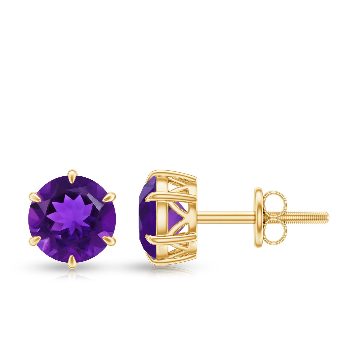 Natural 2.4 Carat Amethyst Solitaire Stud Earrings with Certificate