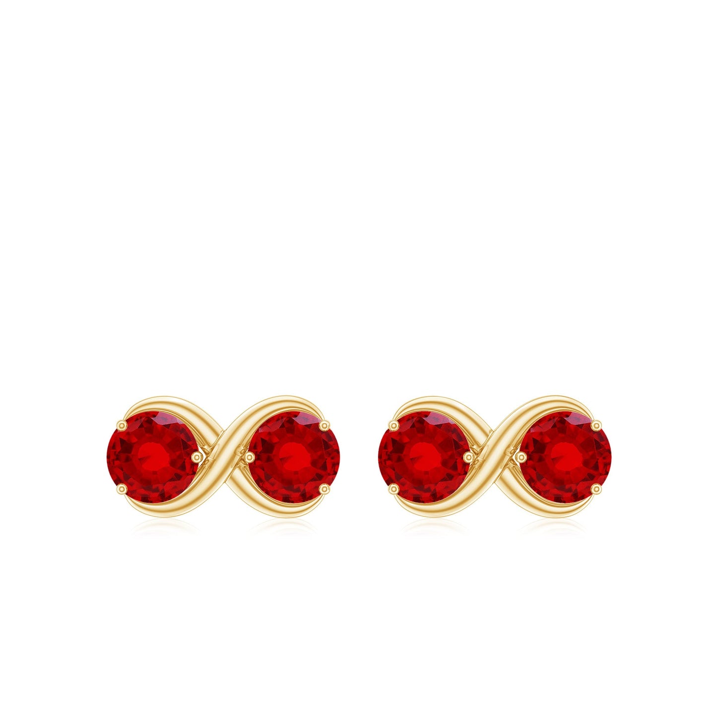 Two Stone Infinity Stud Earrings with Created Ruby for Women