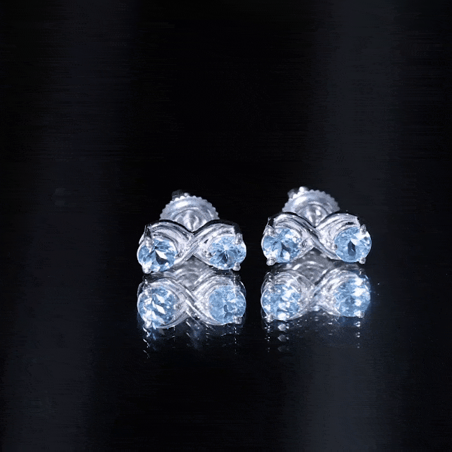 Real Aquamarine Infinity Stud Earrings