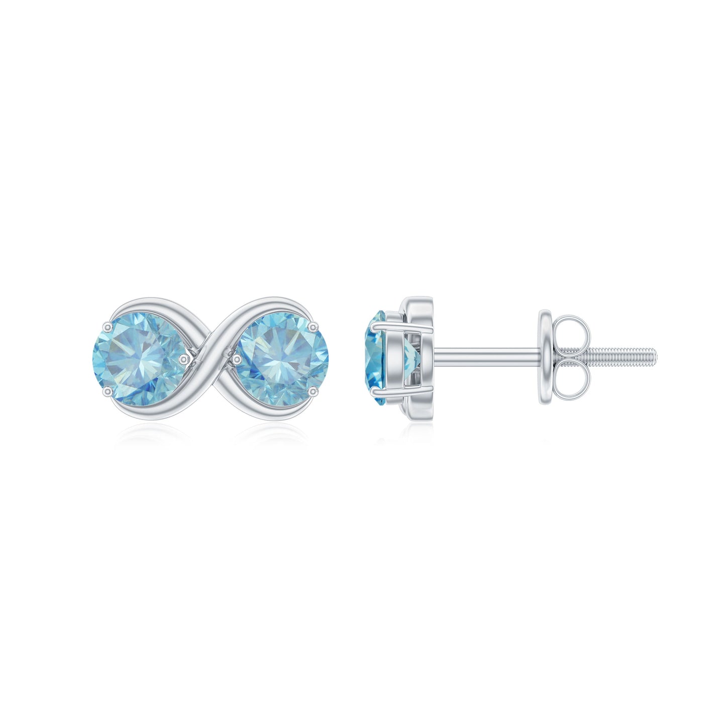 Real Aquamarine Infinity Stud Earrings