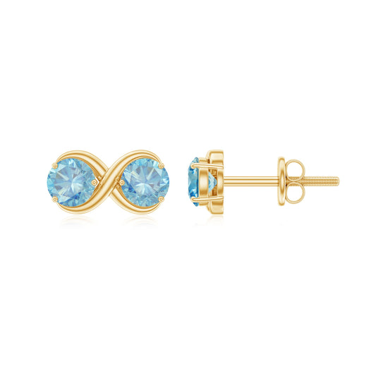 Real Aquamarine Infinity Stud Earrings