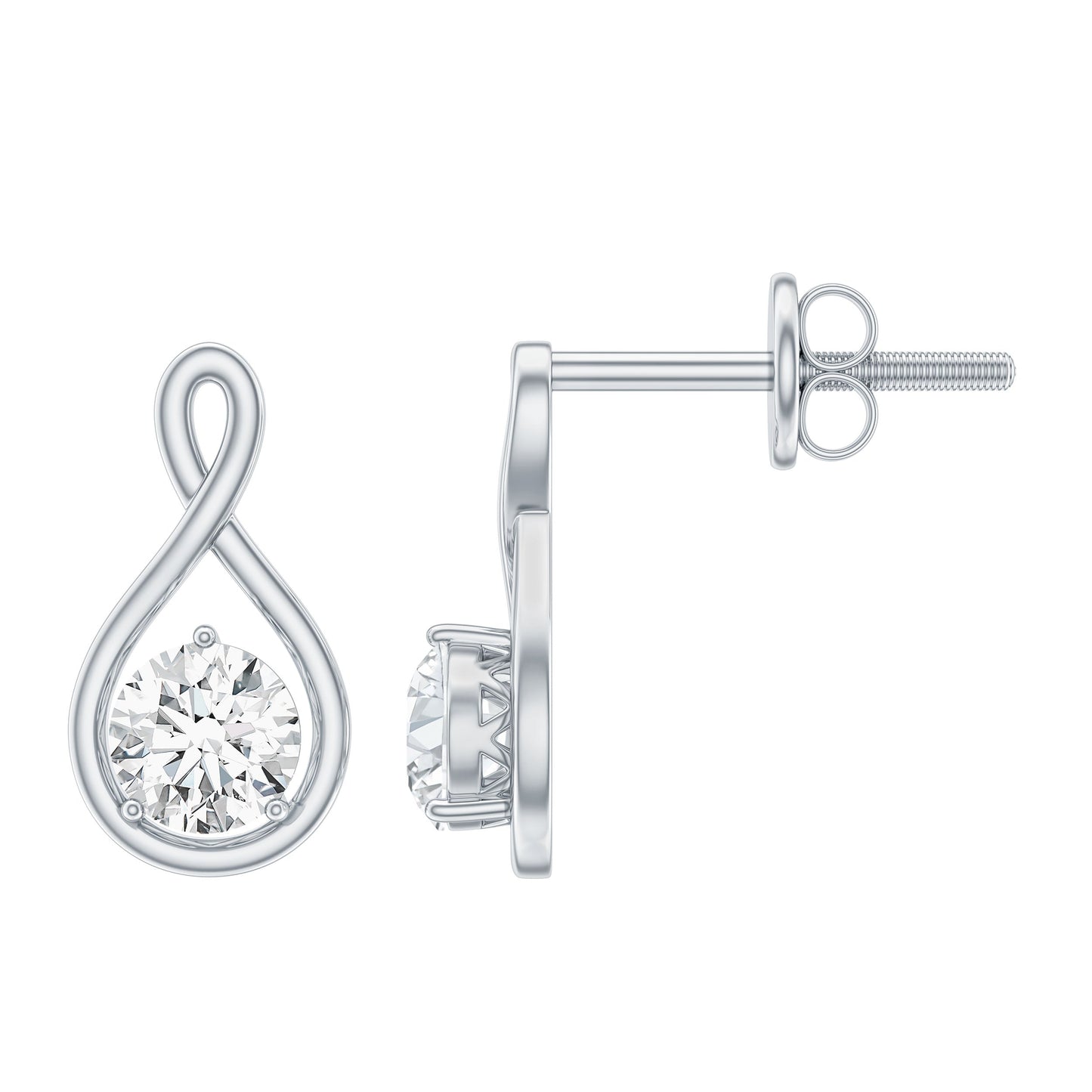 0.6 CT Round Cut Moissanite Infinity Stud Earrings