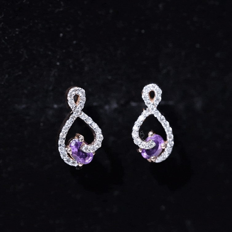 Amethyst Infinity Stud Earrings with Diamond